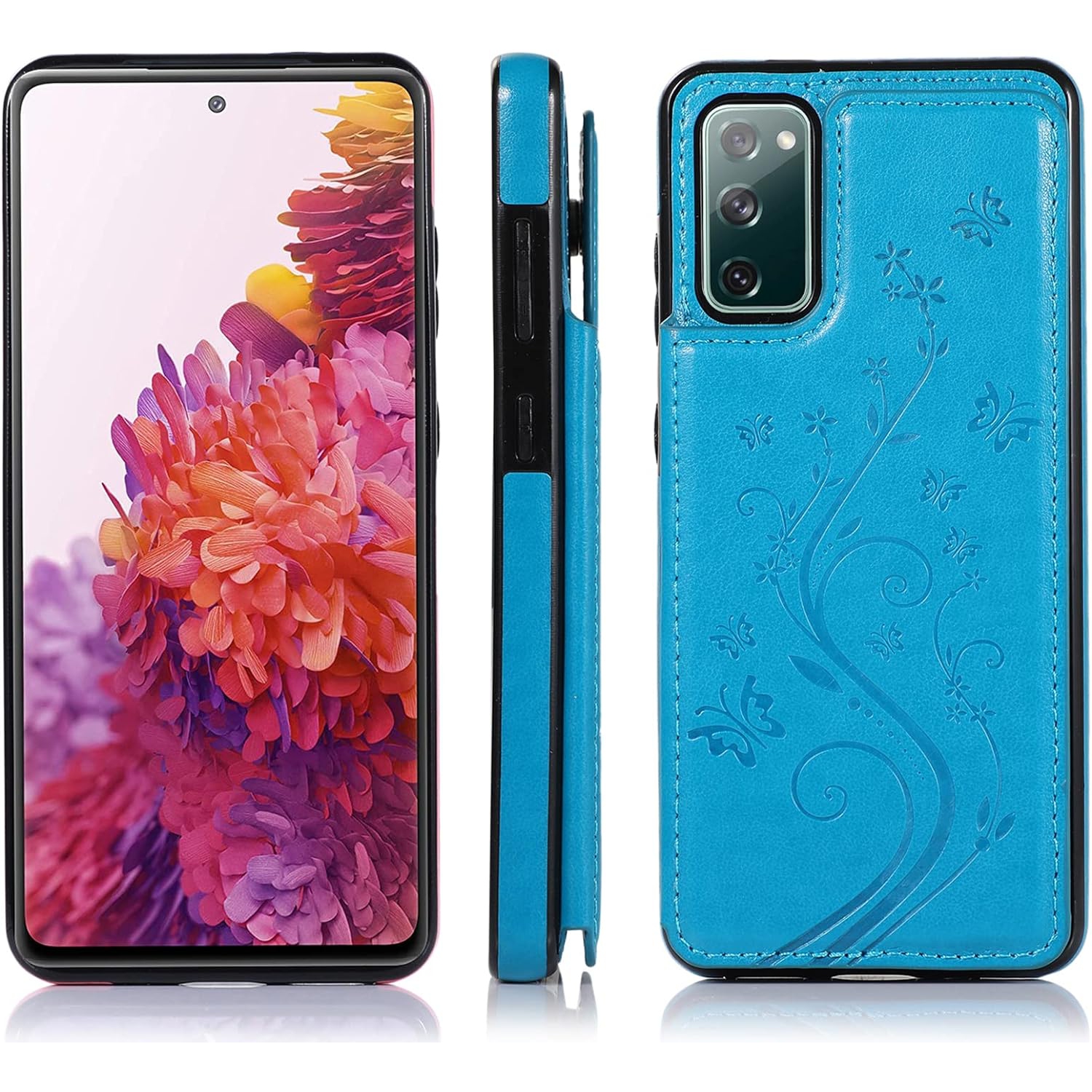 Étui de téléphone pour Galaxy S20 FE 5G/S20 Fan Edition de Samsung avec protecteur d'écran en verre trempé porte-carte