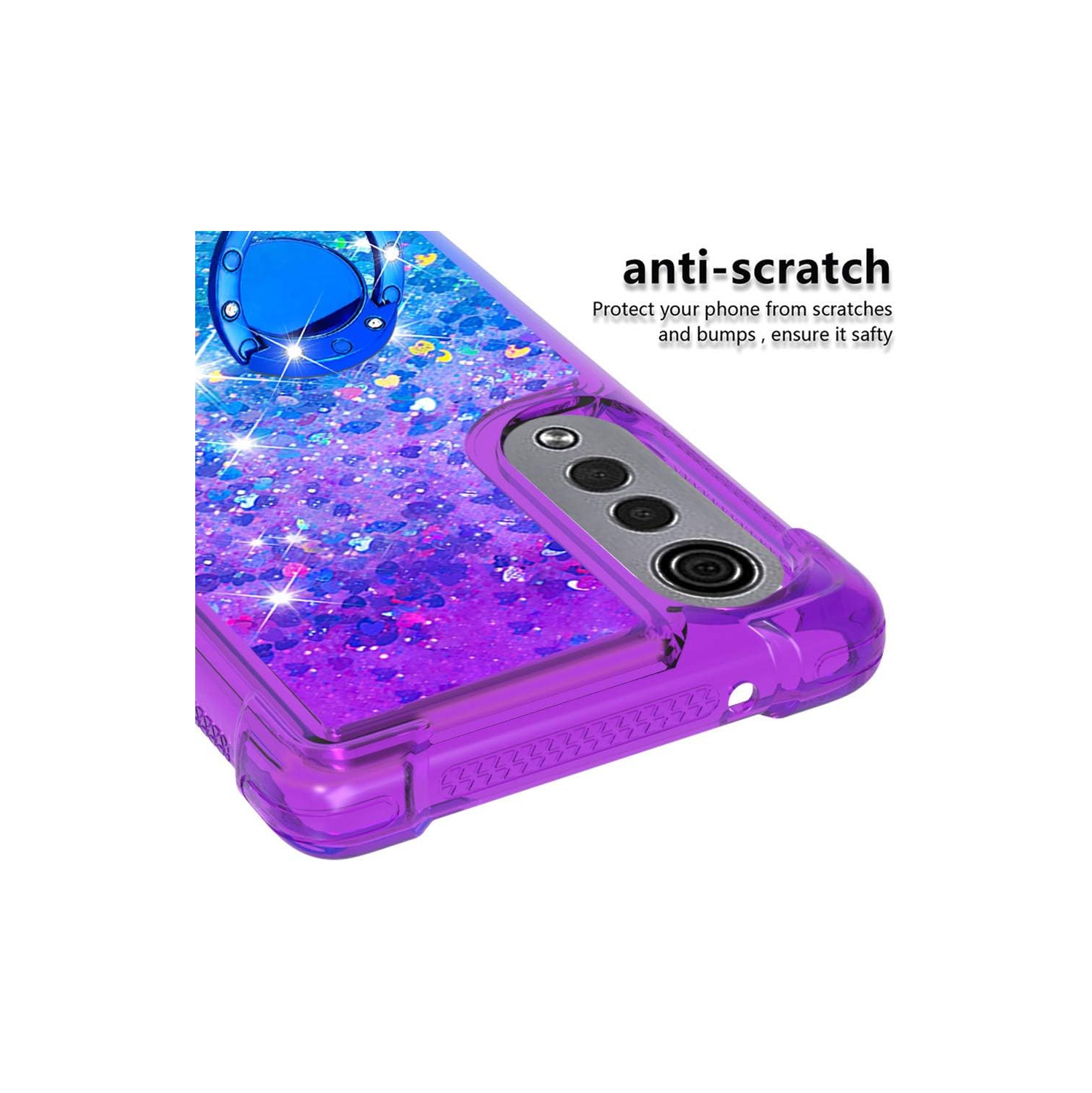 LG Velvet 4G/5G Cute Phone Case, LG G9 Gradient Quicksand Bling Glitter Sparkle Flowing Liquid Floating TPU Bumper