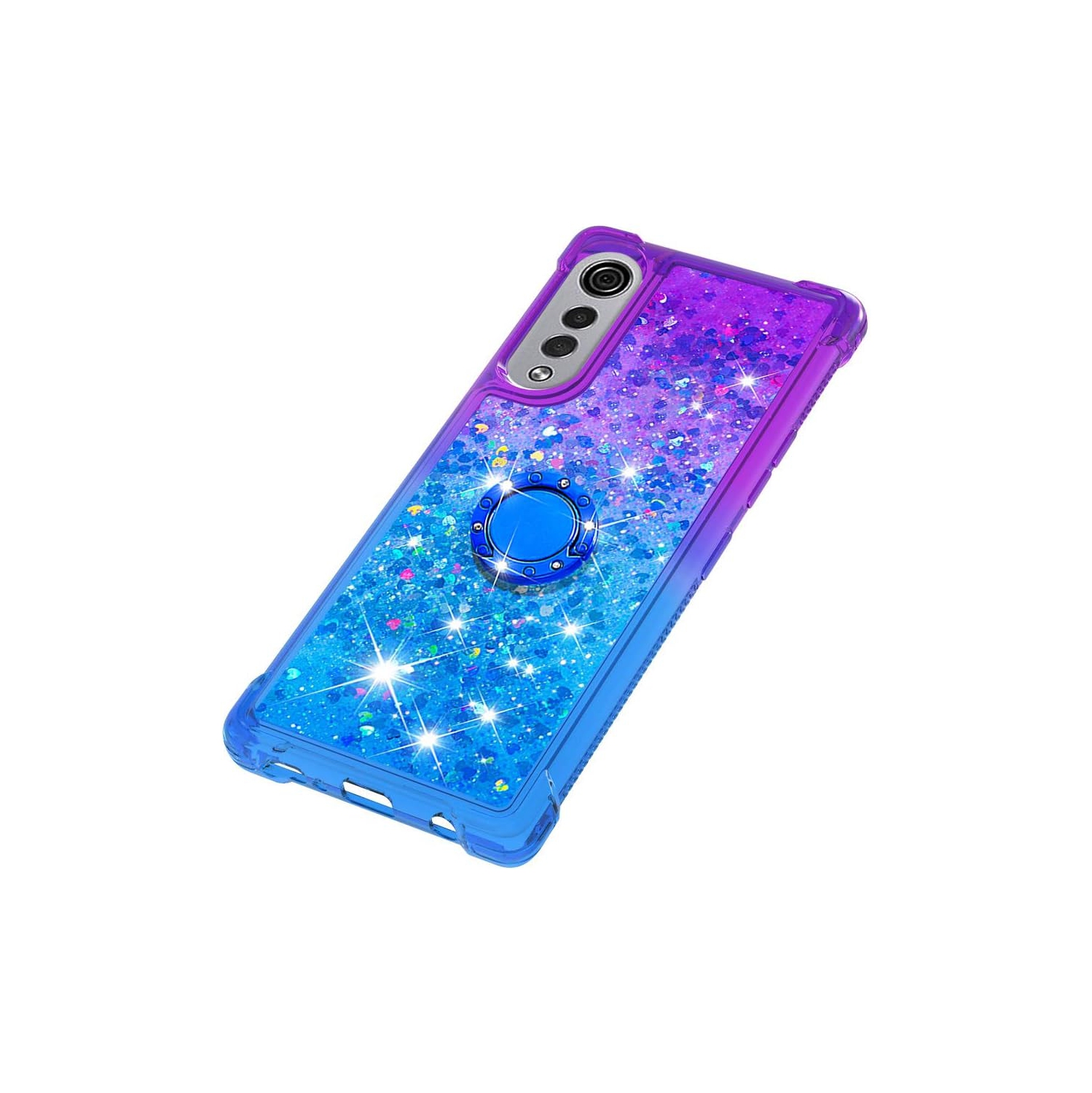 LG Velvet 4G/5G Cute Phone Case, LG G9 Gradient Quicksand Bling Glitter Sparkle Flowing Liquid Floating TPU Bumper