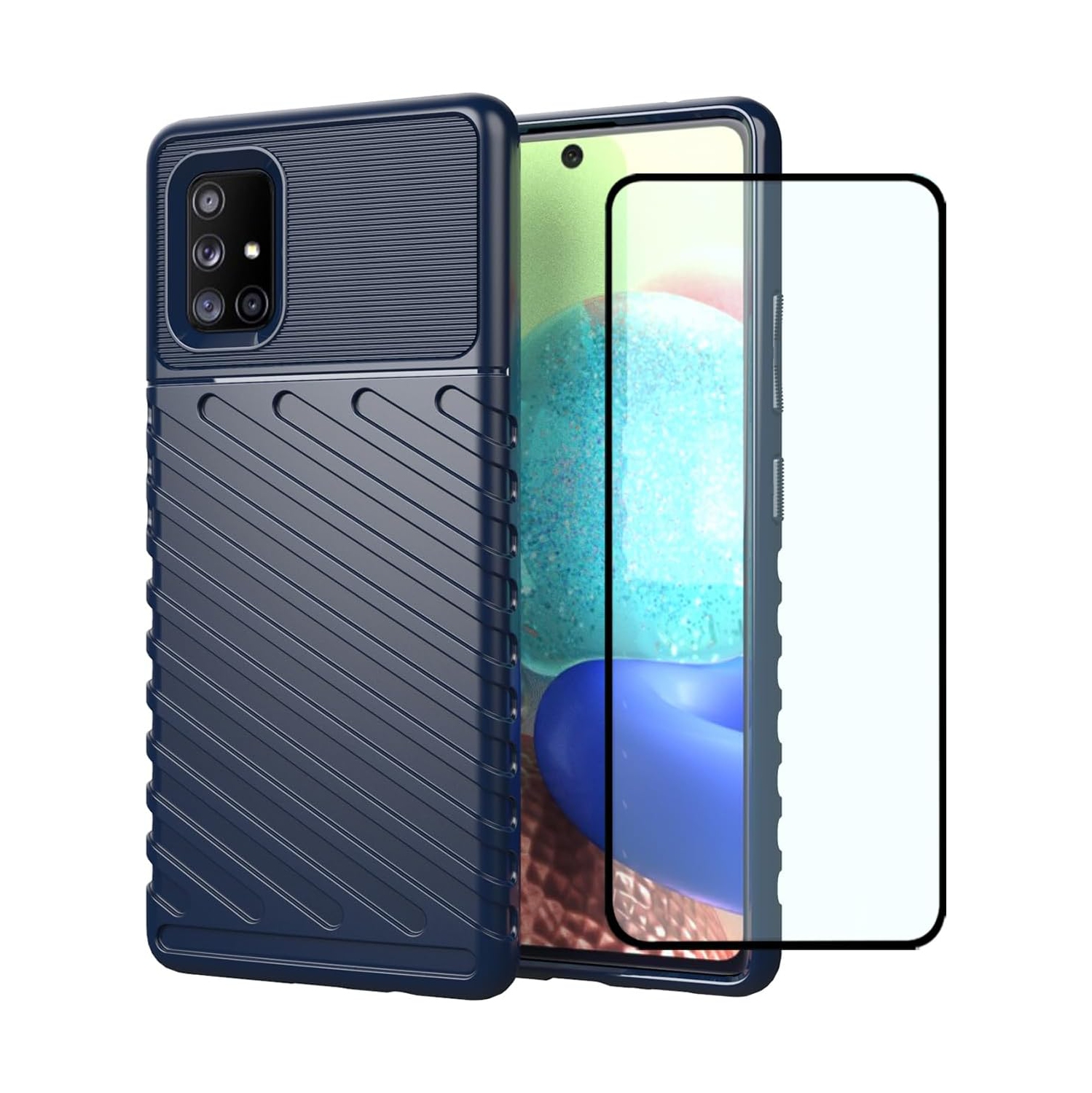 Case for Galaxy A71 5G Case, Samsung A71 5G SM-A716U Case with Screen Protector, Carbon Fiber Anti-Scratch