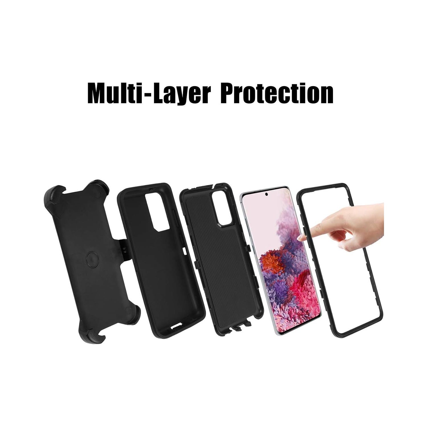 Pour étui avec pince de ceinture pour Galaxy S20, étui robuste résistant aux chutes, antichoc/chute/poussière
