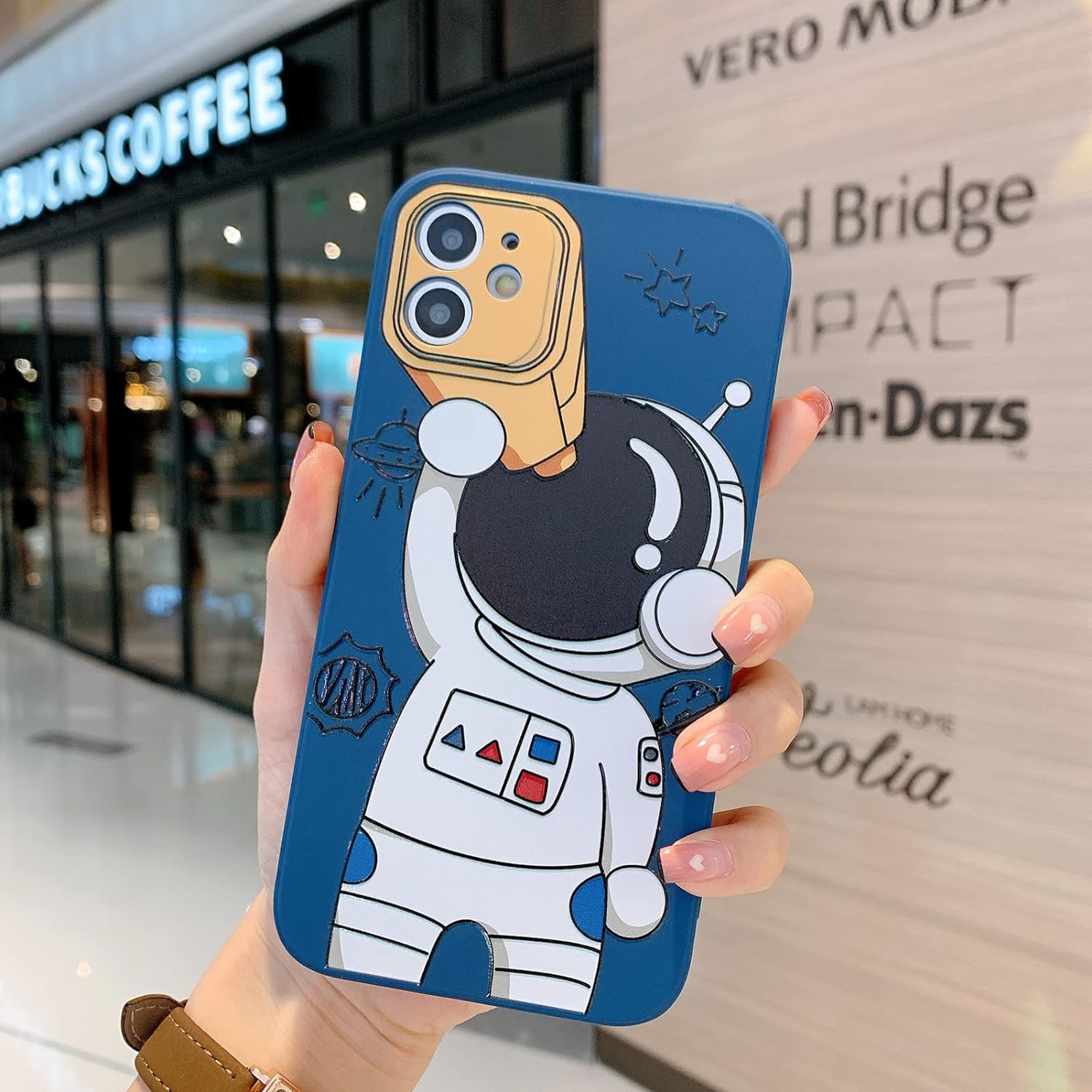 for iPhone XR Cute Case, Cool Cartoon Astronaut Space Design Stylish Bumper Soft TPU Rubber Protective
