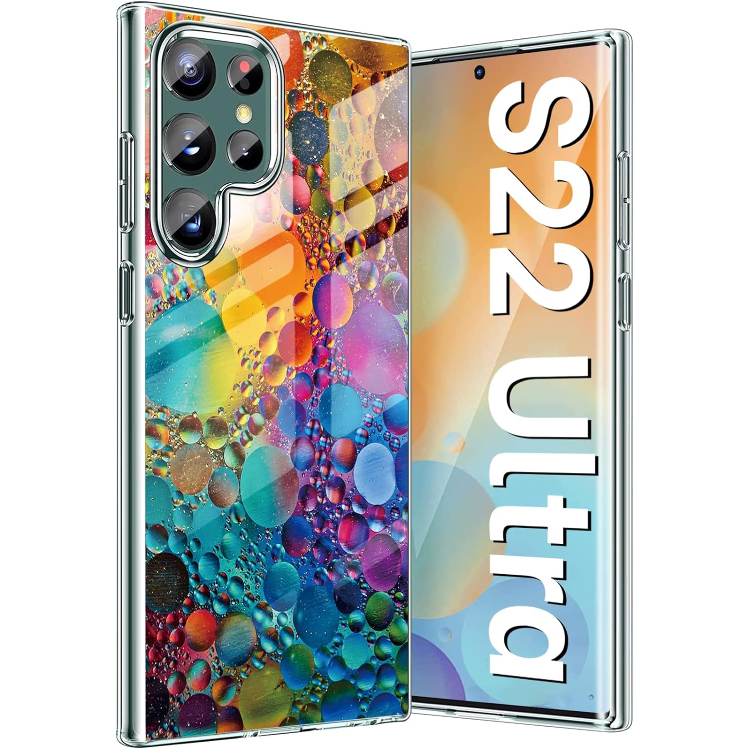 S22 Ultra Leopard Case for Samsung Galaxy S22 Ultra 5G Case for Women, Color Design, Clear Slim Flexible Silicone Matte