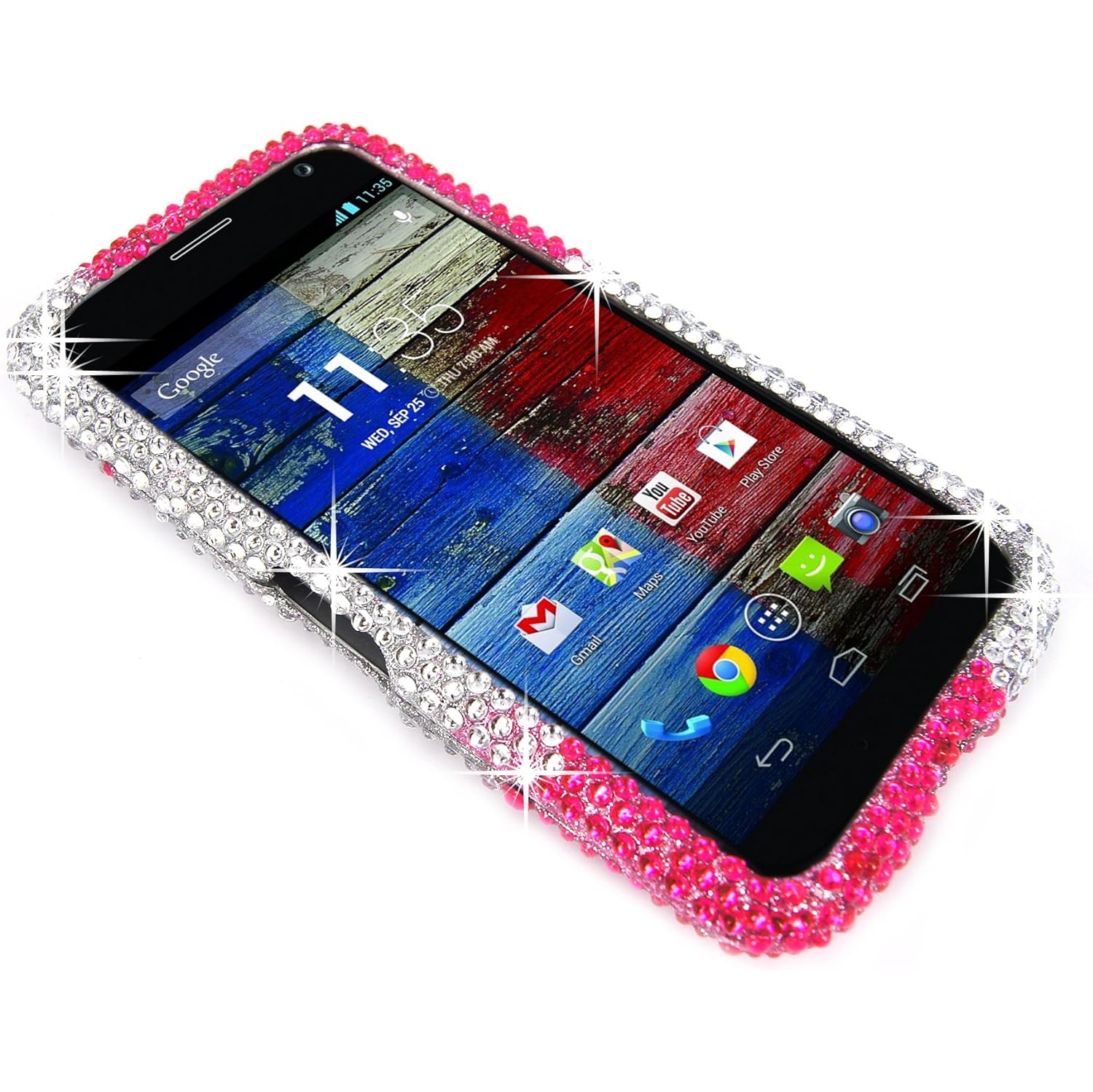 Case For Motorola Moto X XT1053 XT1056 XT1058 XT1055 XT1060 Pink Silver Diamond Hard Case Cover.