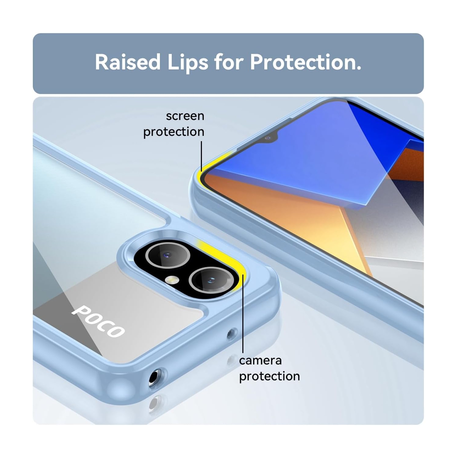 Clear Case for Poco M5 4G Case, Poco M4 5G 22071219CG Case with HD Screen Protector, Anti-Scratch Shockproof