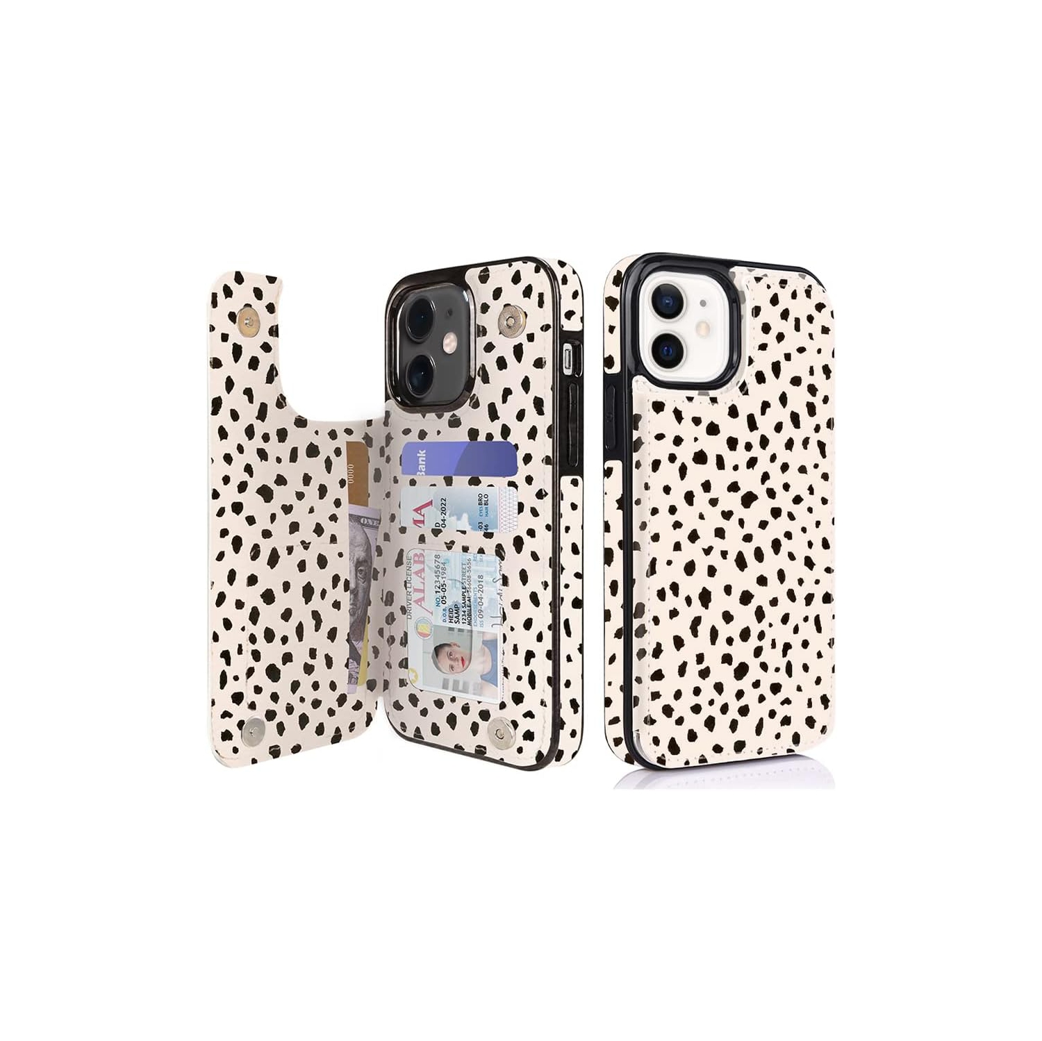 Compatible with iPhone 12 Mini 5.4 Inch Wallet Case with Card Holder Slots Folio Flip PU Leather Kickstand Case