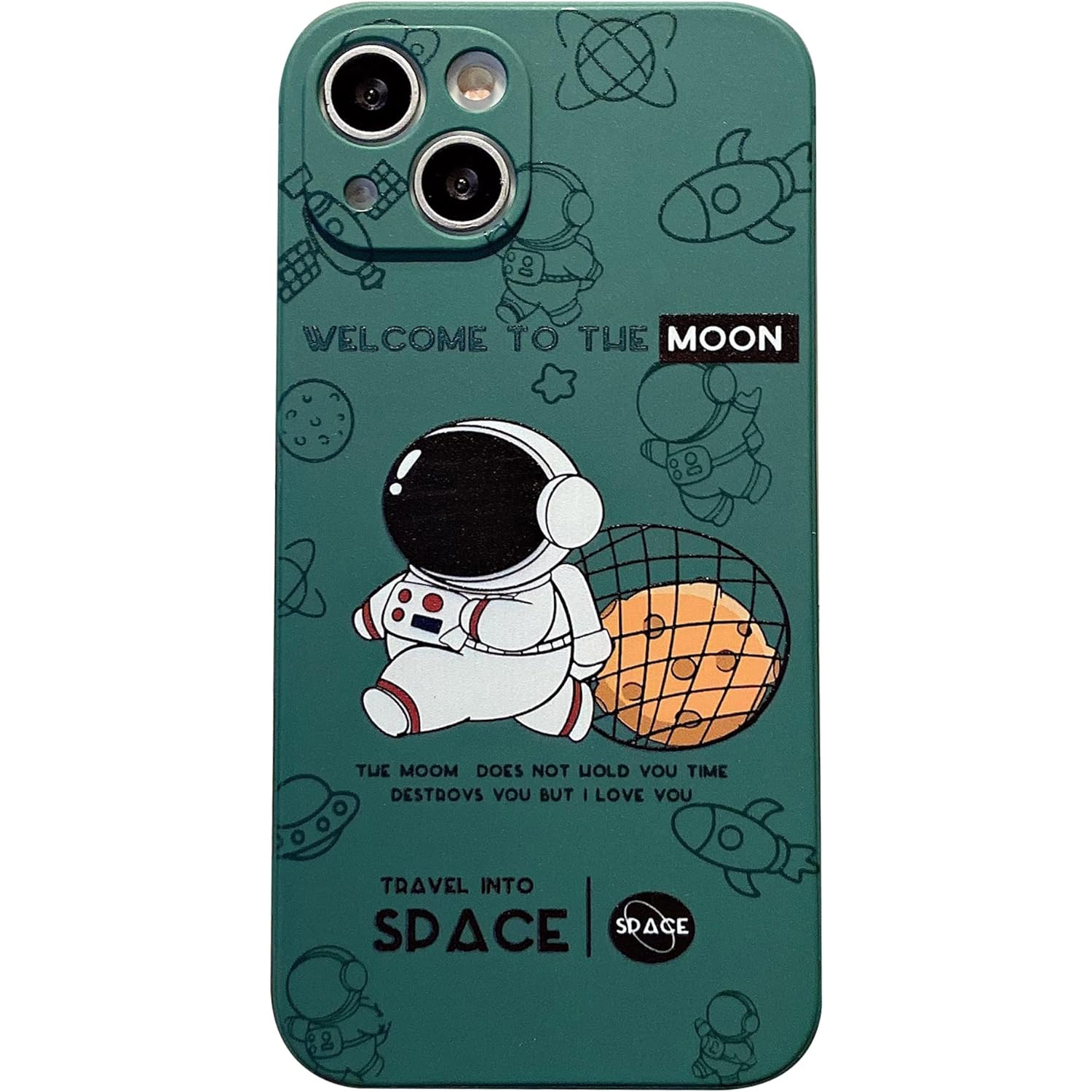 Compatible with iPhone X / XS Cute Case, Cartoon Astronaut Space Planet Moon Design Stylish Bumper TPU