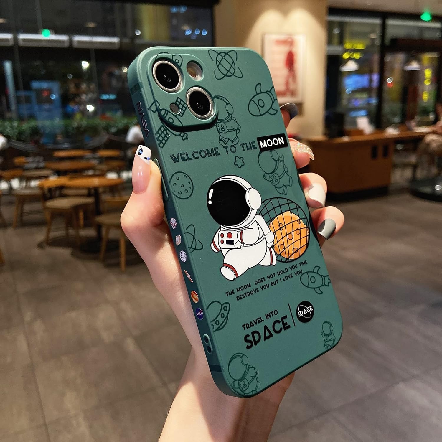 Compatible with iPhone X / XS Cute Case, Cartoon Astronaut Space Planet Moon Design Stylish Bumper TPU
