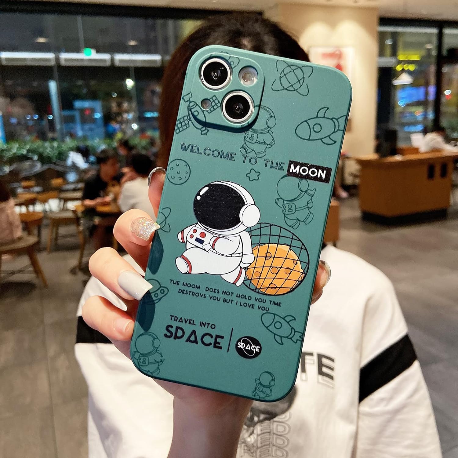 Compatible with iPhone X / XS Cute Case, Cartoon Astronaut Space Planet Moon Design Stylish Bumper TPU