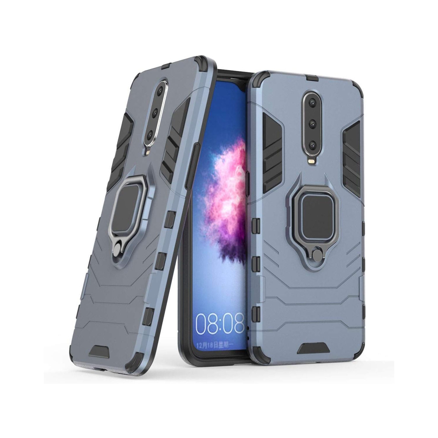 Compatible with Oppo R17 Pro Case, Metal Ring Grip Kickstand Bumper Dual Layer Rugged