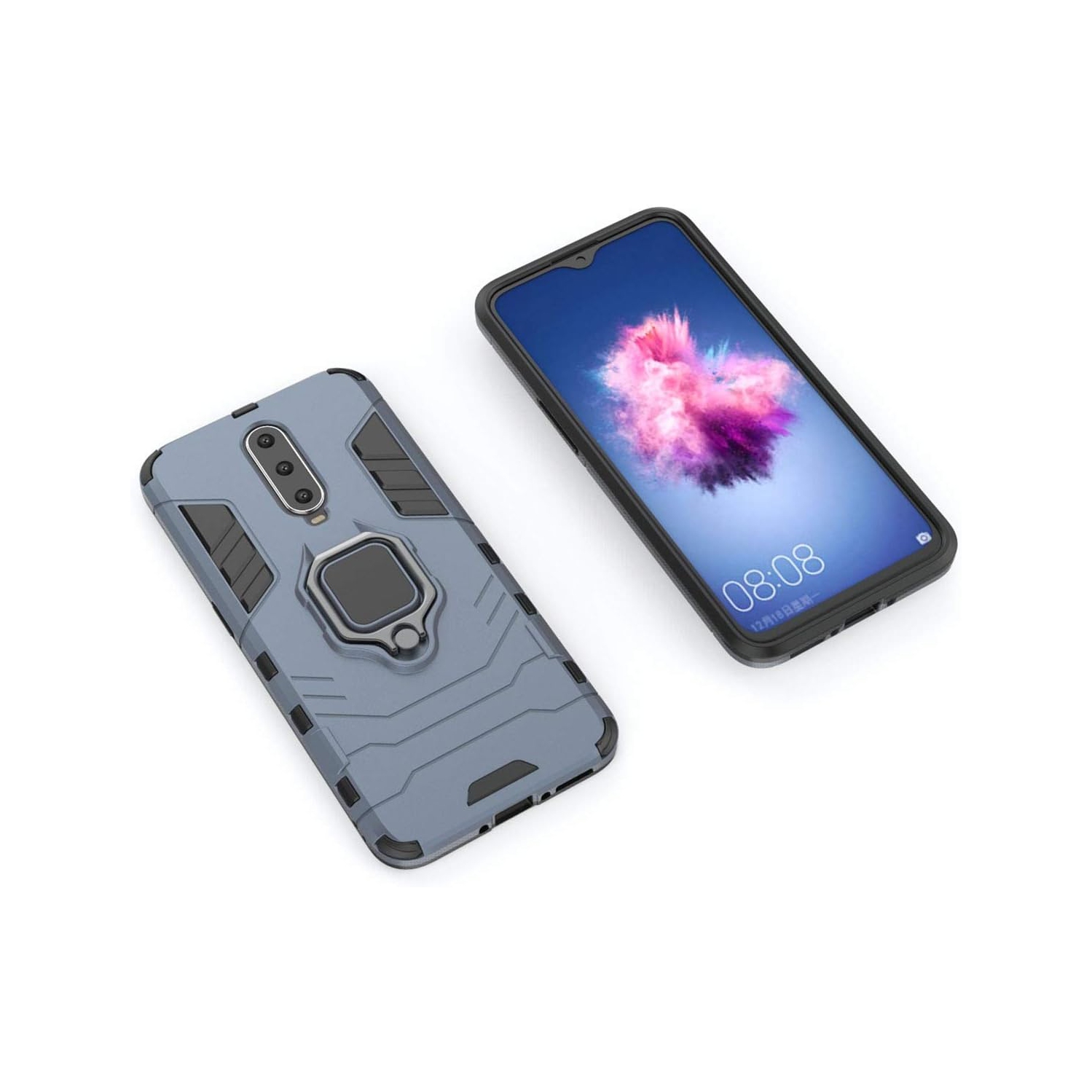 Compatible with Oppo R17 Pro Case, Metal Ring Grip Kickstand Bumper Dual Layer Rugged