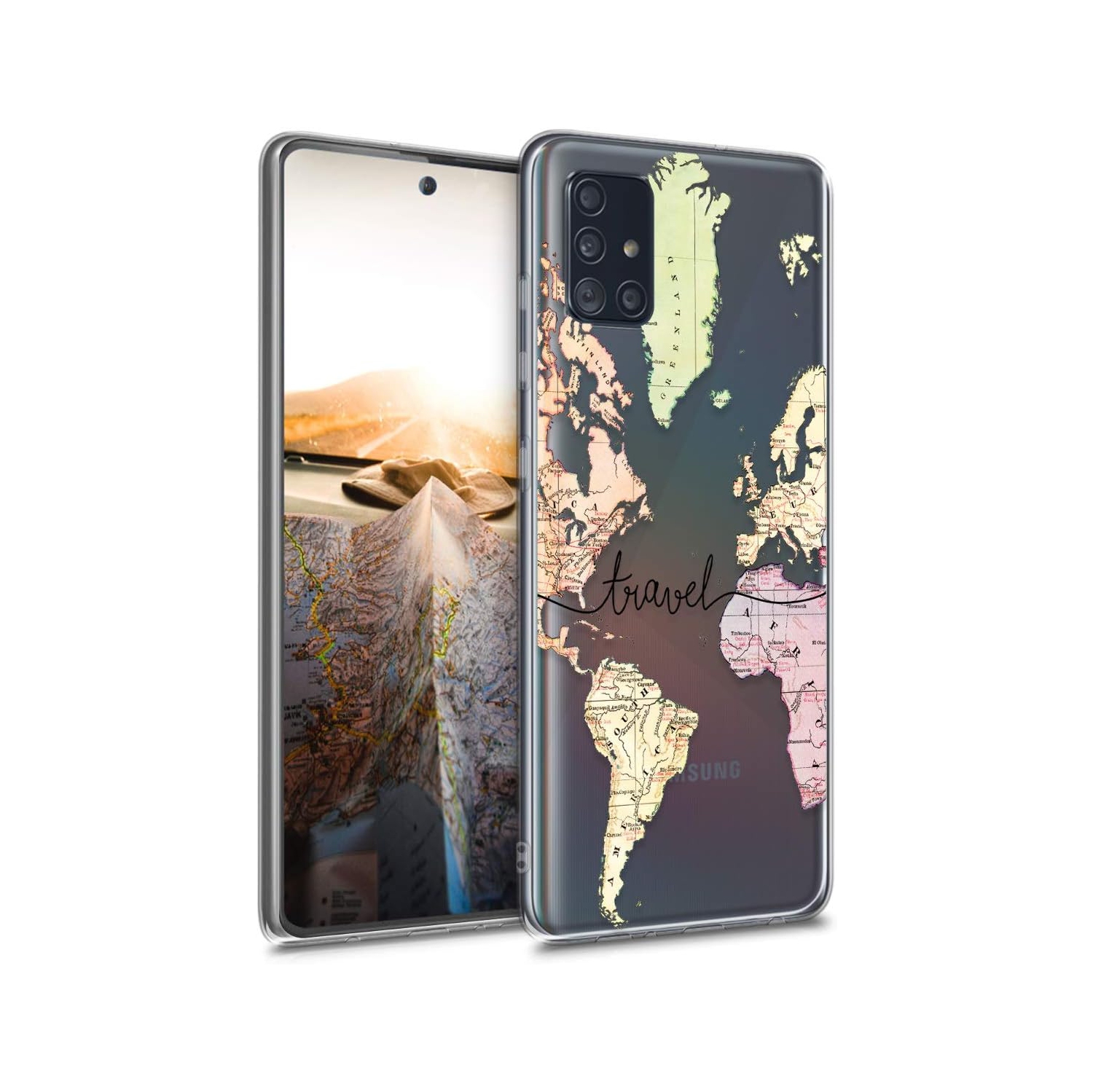 Étui transparent compatible avec le Galaxy A51 de Samsung - Étui souple en TPUR - voyage