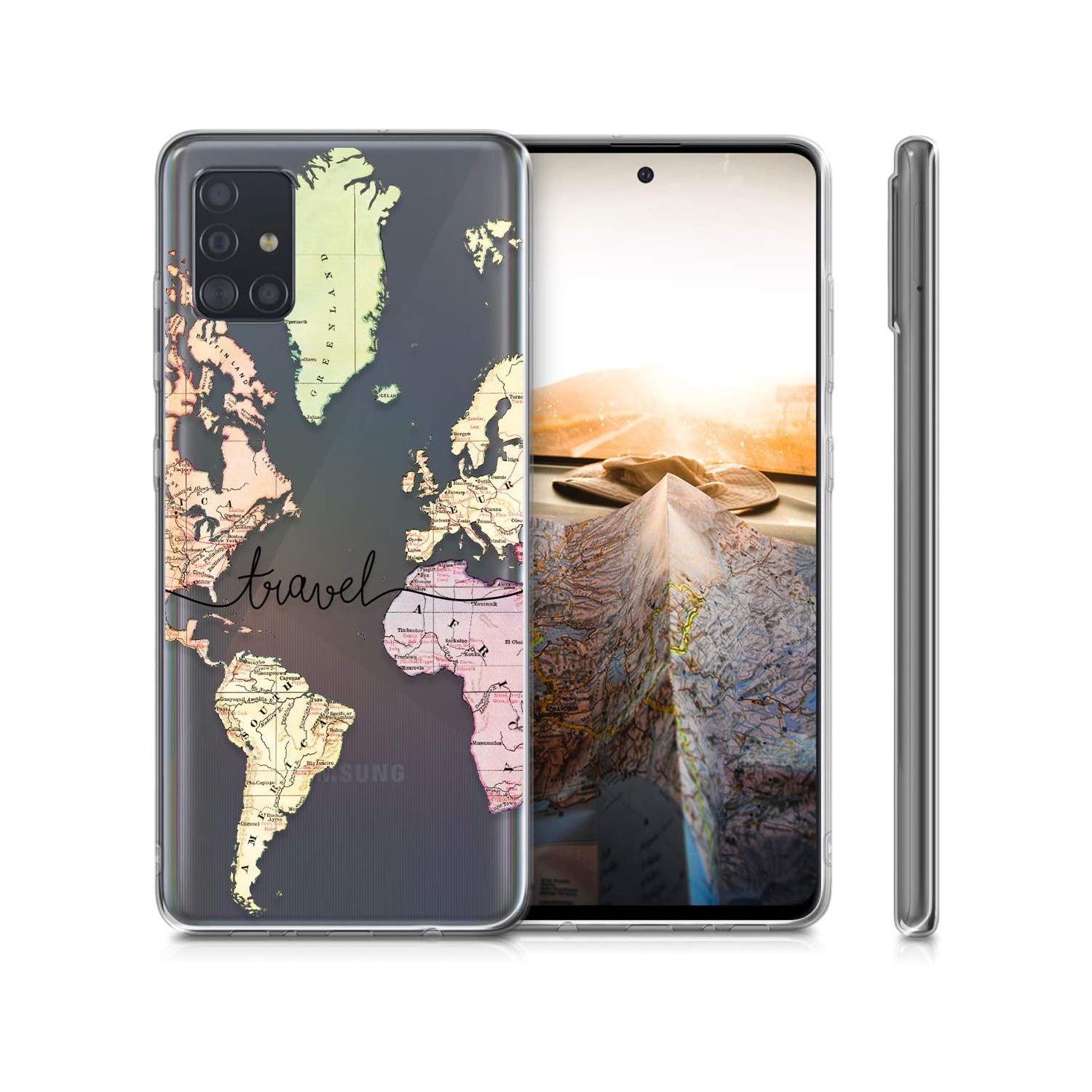Étui transparent compatible avec le Galaxy A51 de Samsung - Étui souple en TPUR - voyage