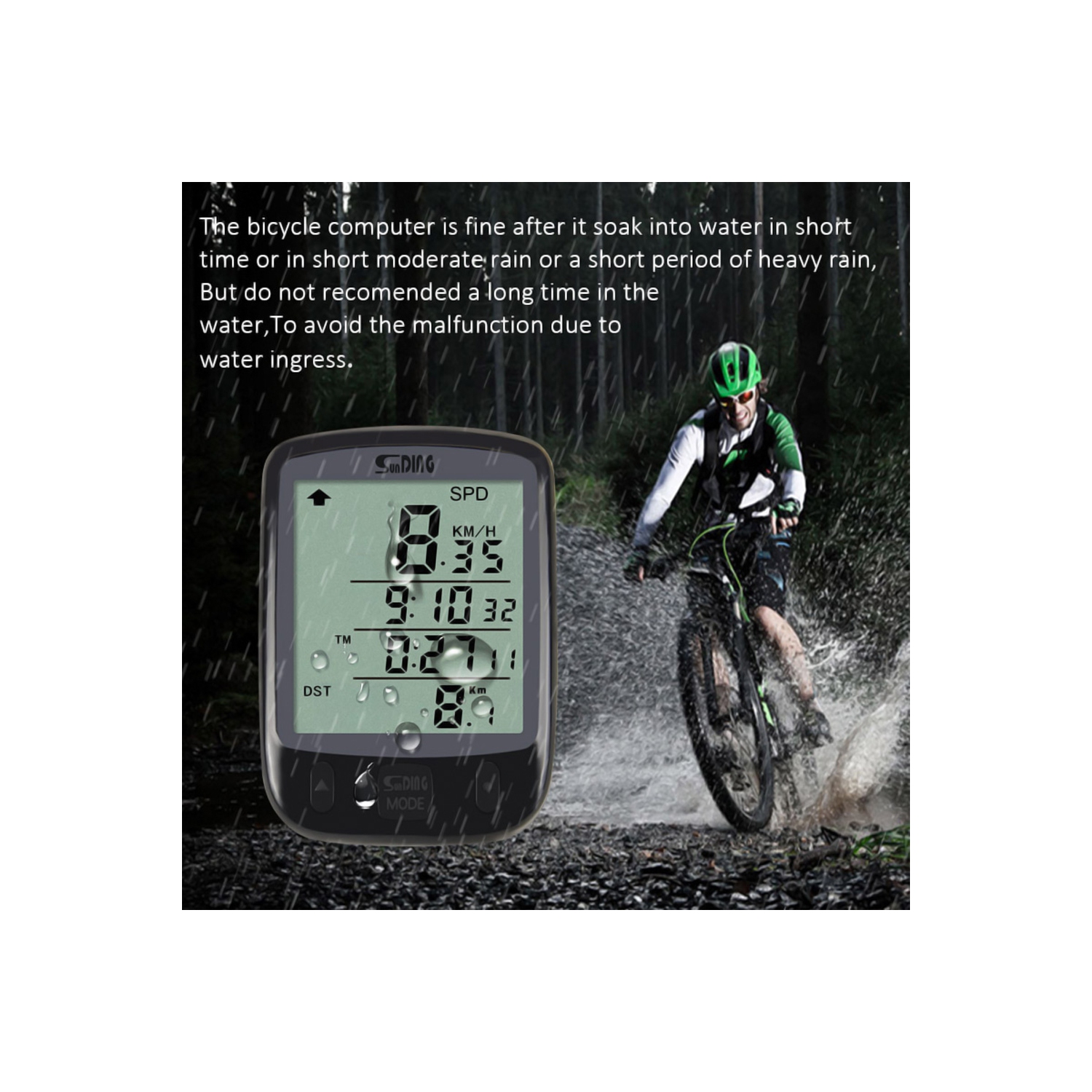 Compteur de vitesse de vélo d'axGear compteur de vitesse de vélo compteur numérique odomètre étanche LCD Noir