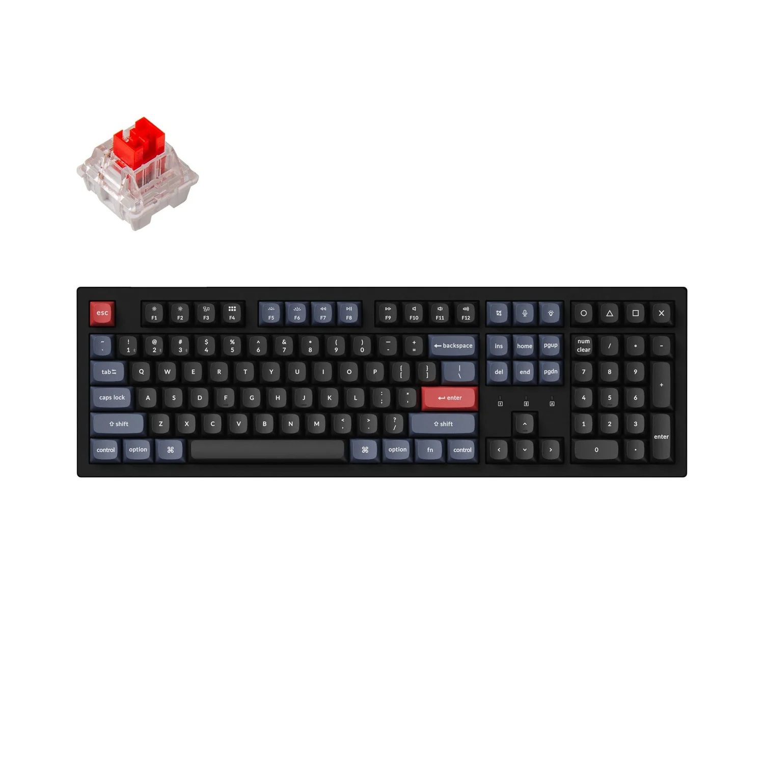 Keychron K10 Pro Hot-swappable White LED Mechanical Keyboard Bluetooth 5.1 Pro Red Switch ABS Frame Full-size Layout (108 Keys) for Windows Mac OS, Black (Q10P-G1)