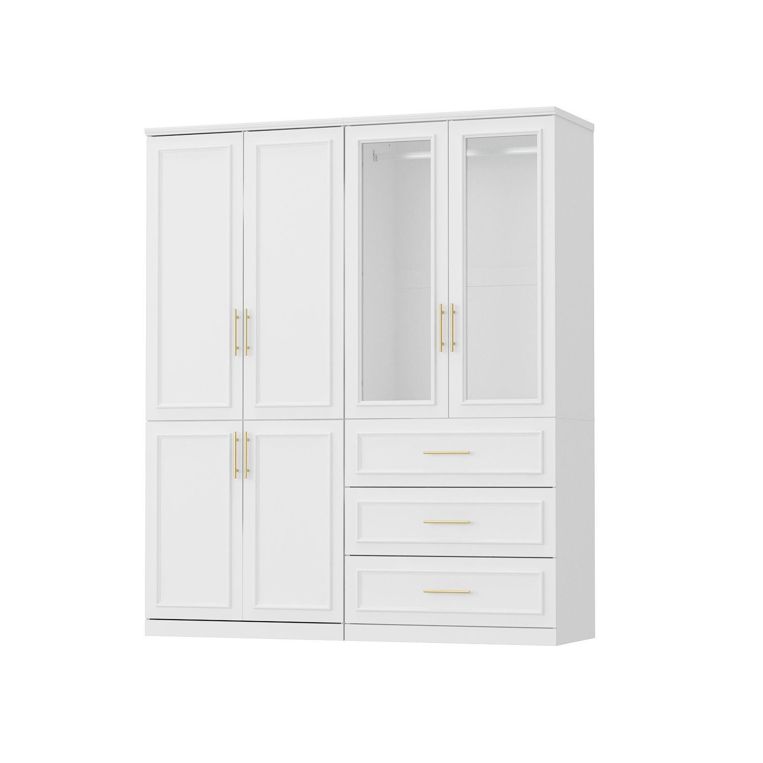 Garde-robe moderne Famapy avec tablettes, tringles et tiroirs pour un rangement efficace dans les espaces compacts blanc