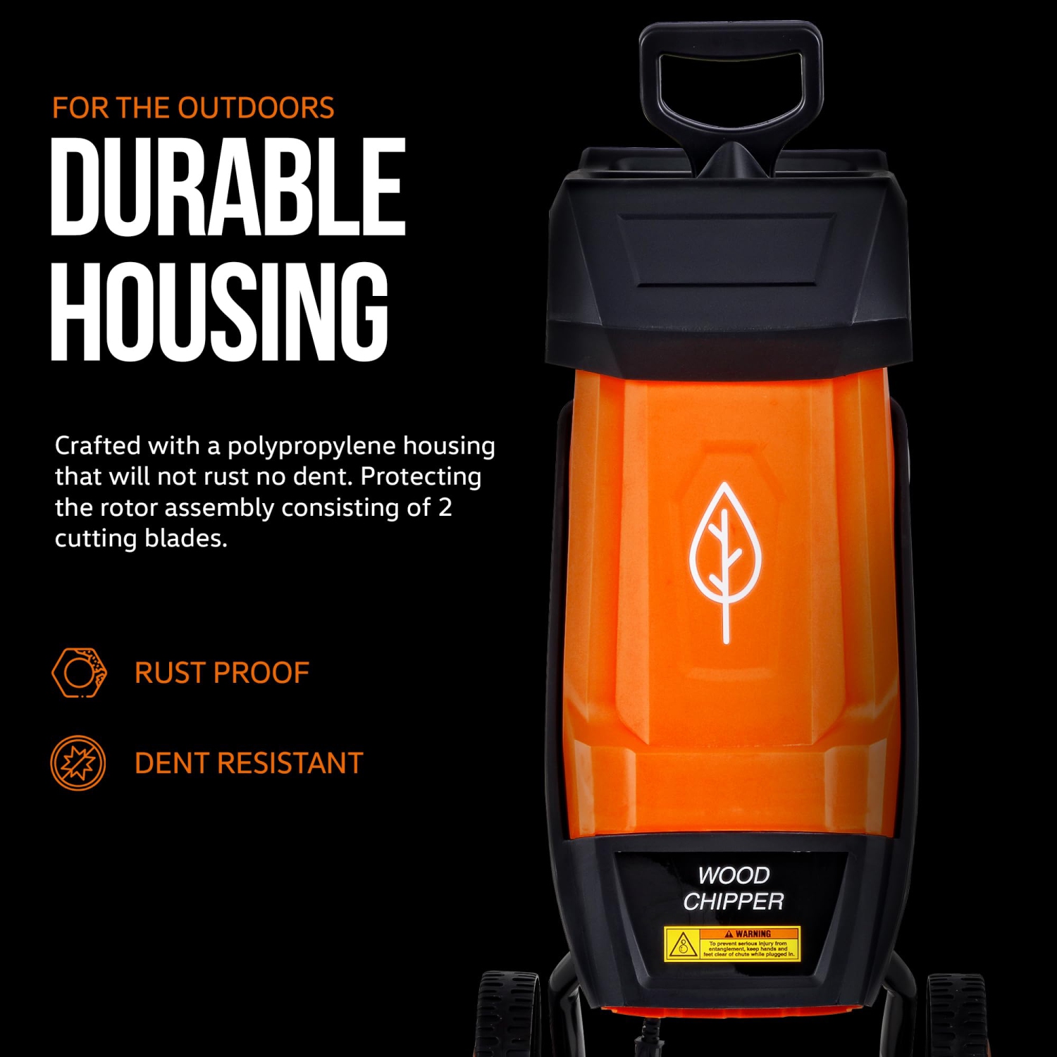 SuperHandy Wood Chipper Shredder Electric 1.5" Max Wood Capacity 17:1 Reduction 15A 1800W 120VAC Dual Edge Blades for Fire Prevention & Firebreaks