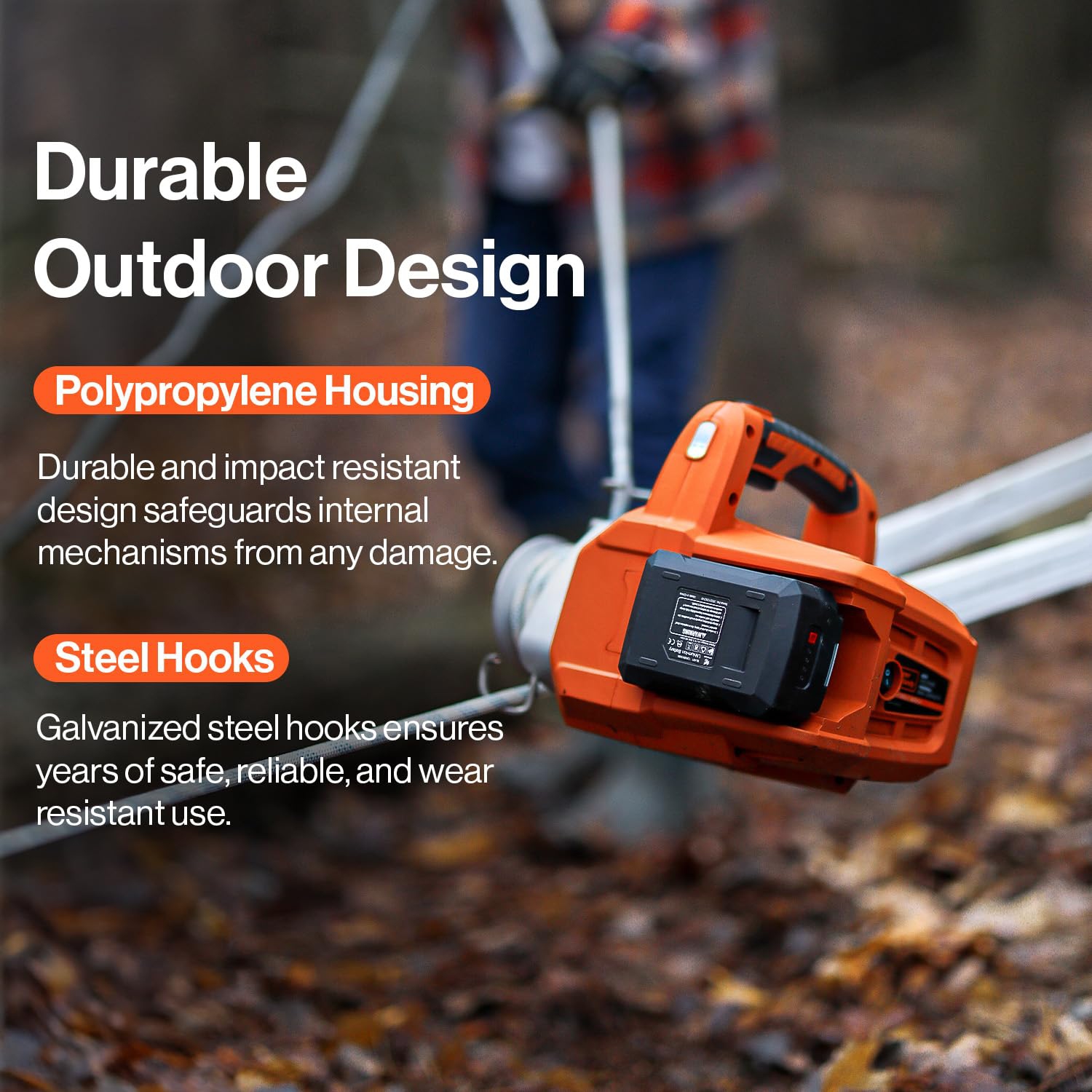 SuperHandy Electric Portable Capstan Winch, Brushless Motor, 1000-2000 lbs Max Pulling Force, Includes 100ft Low-Stretch Rope, Battery & Charger