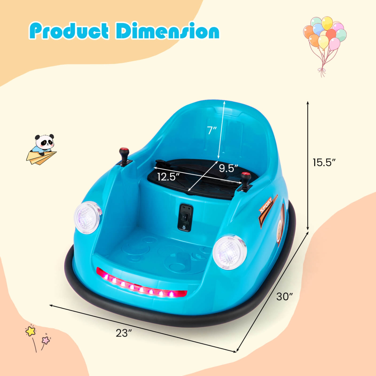 Costway Ride on Bumper Car for Kids with Remote Control 360 Degree Spin LED Light