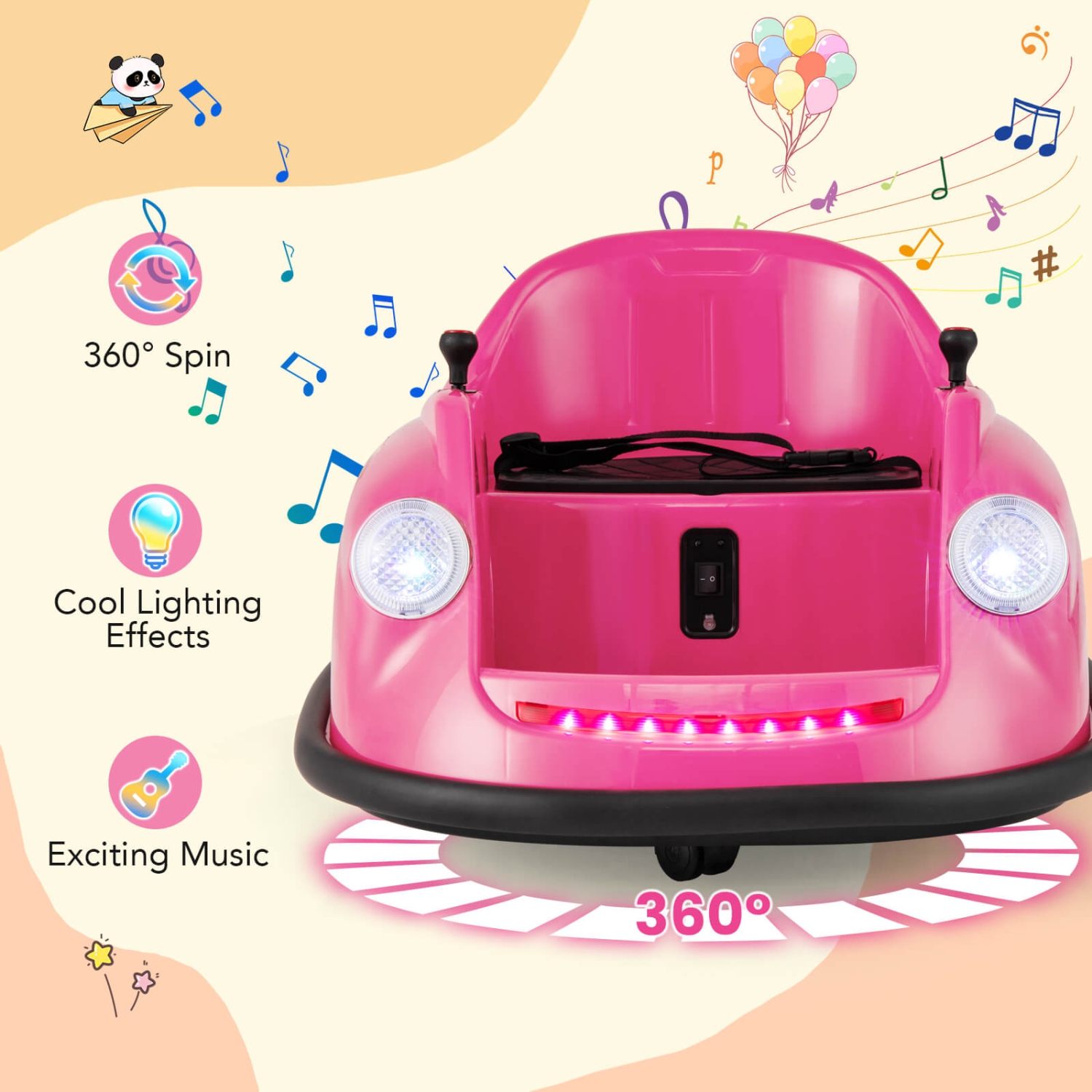 Costway Ride on Bumper Car for Kids with Remote Control 360 Degree Spin LED Light