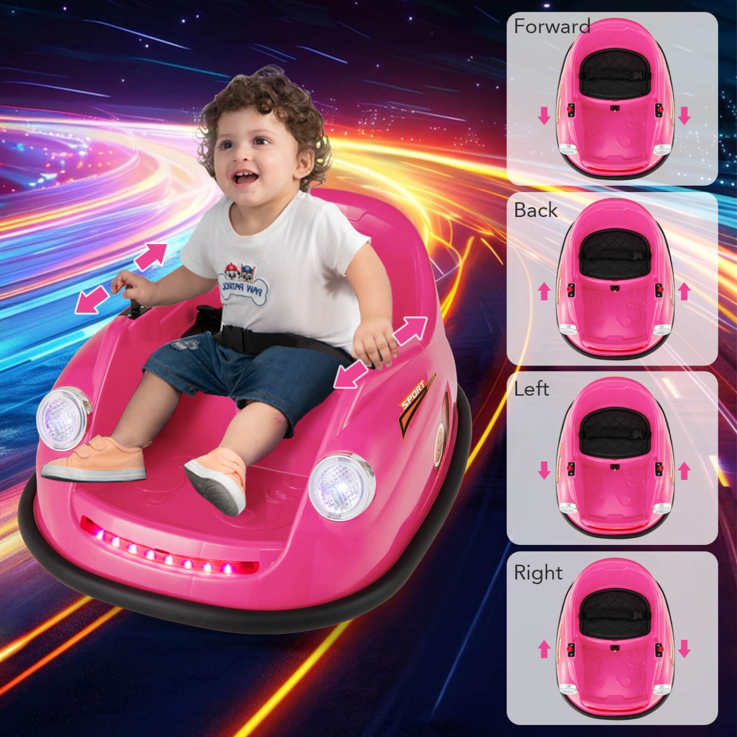 Costway Ride on Bumper Car for Kids with Remote Control 360 Degree Spin LED Light
