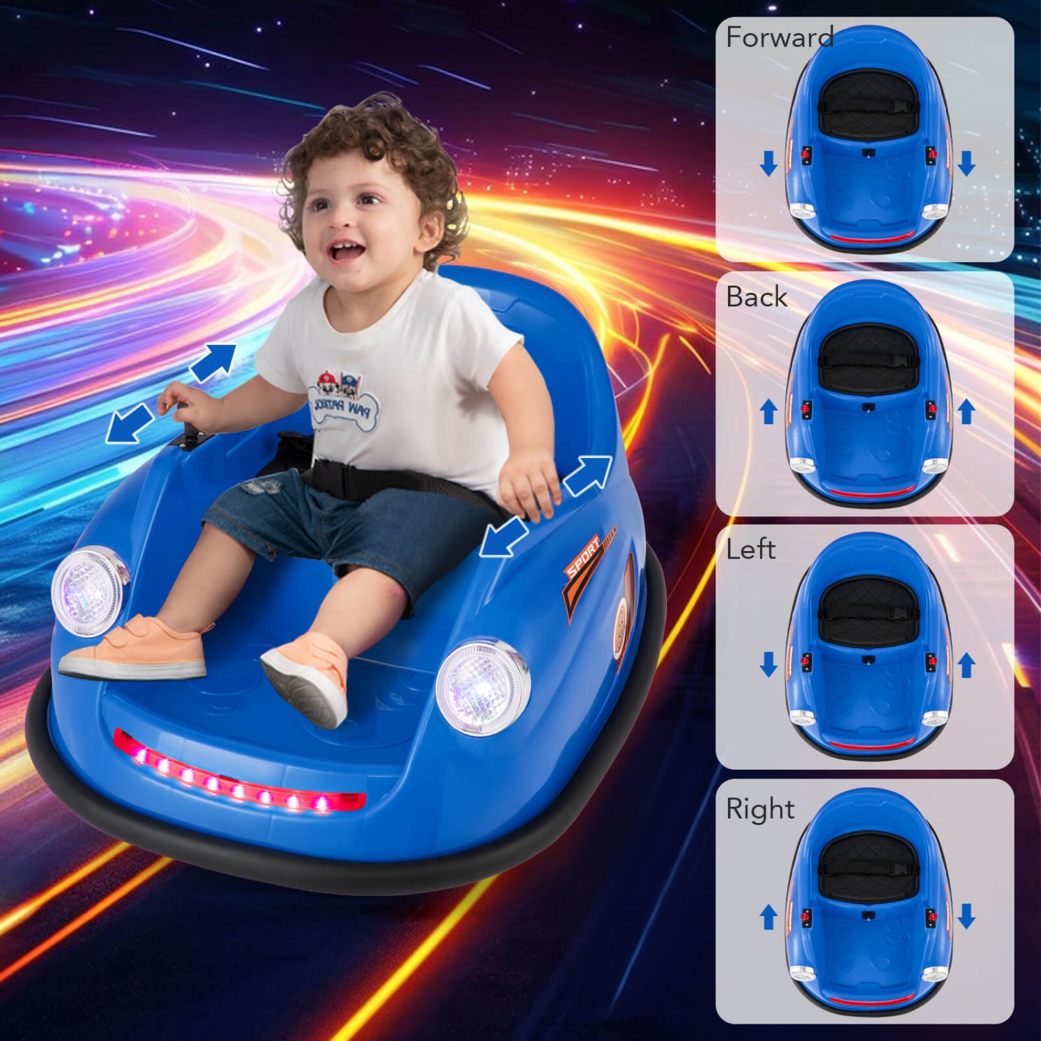 Costway Ride on Bumper Car for Kids with Remote Control 360 Degree Spin LED Light