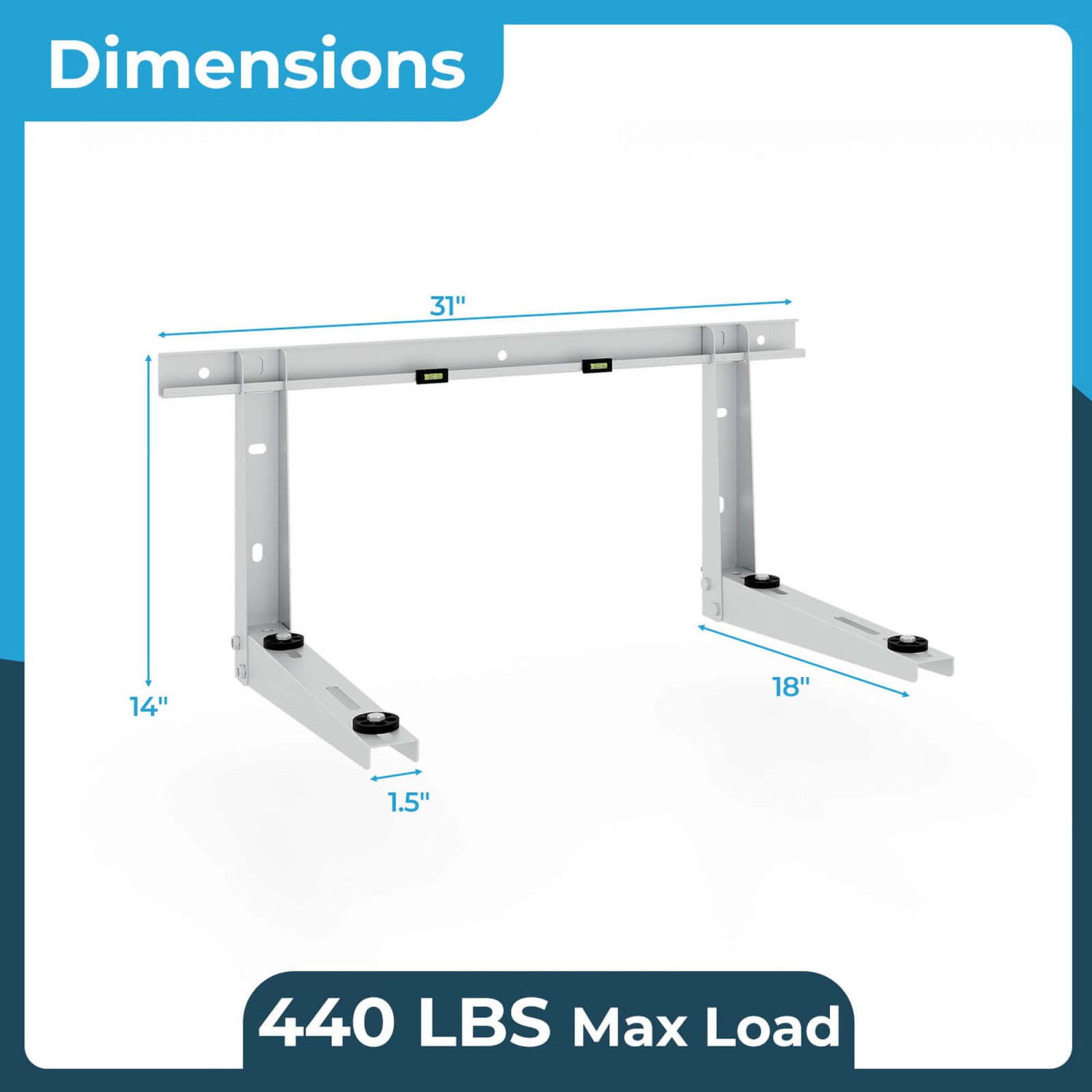 Costway 18" Heavy-Duty Mini Split Wall Mounting Bracket with Adjustable Crossbar & Levlers