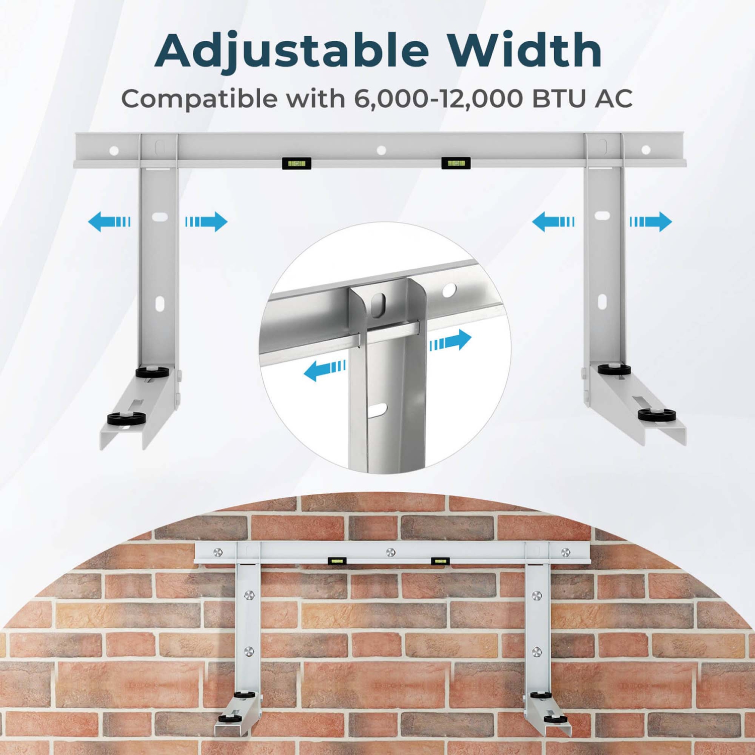 Costway 18" Heavy-Duty Mini Split Wall Mounting Bracket with Adjustable Crossbar & Levlers