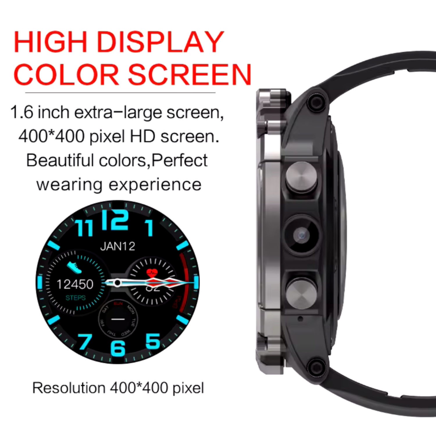 Montre intelligente TUTT 4G Robuste avec carte SIM | Deux caméras | 2 Go RAM + 16 GoROM | V20 | Moniteur de santé et de mise en forme