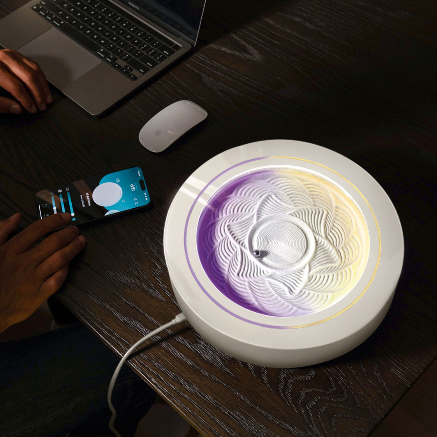 Table de sable cinétique de 11 po Drift Sandscape de HoMedics - Crème