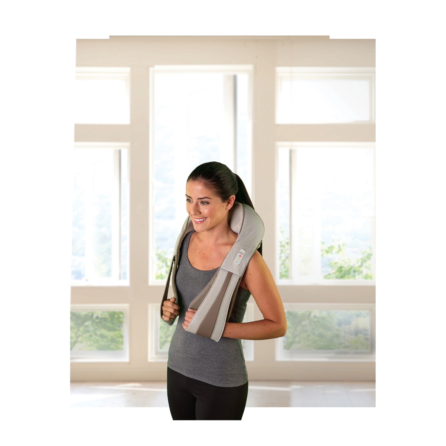 HoMedics Quad Action Shiatsu Kneading Neck & Shoulder Massager With Heat - Beige