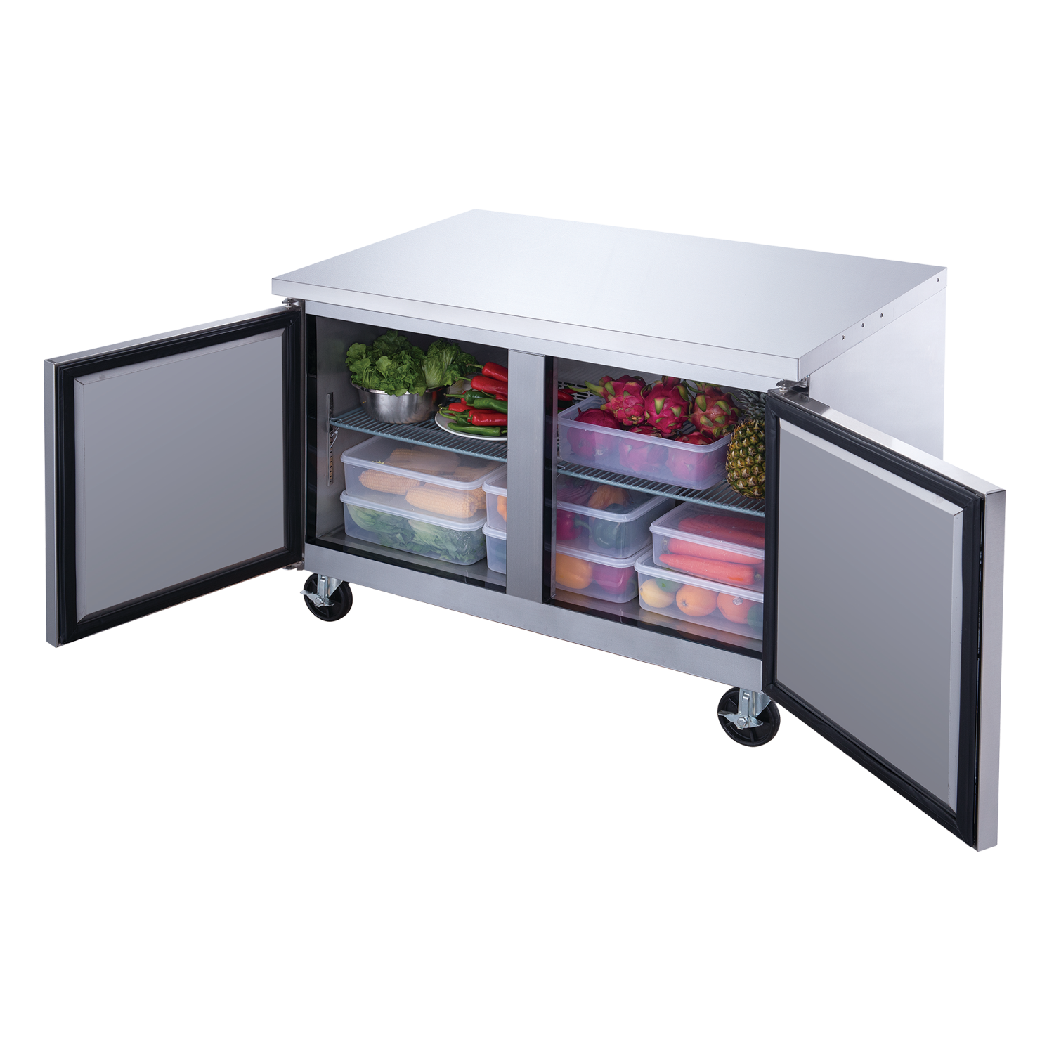 NOUVEAU congélateur sous comptoir commercial 12,2&nbsp;pi³ à deux portes en acier inoxydable de 48 po NUF-048-SS - idéal pour les cuisines