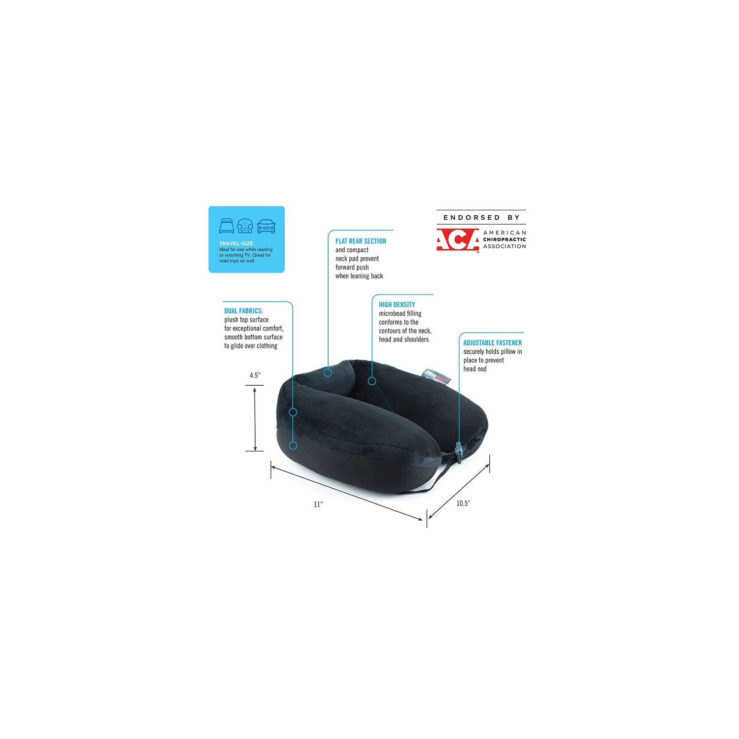 ObusForme MICROBEAD TRAVEL NECK PILLOW