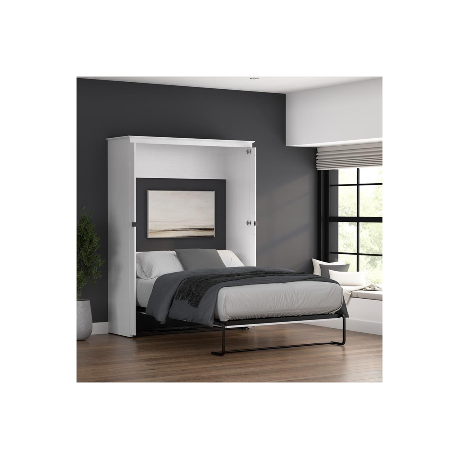 Lit escamotable double Key West 63&nbsp;W de Bestar - bois d'ingénierie blanc