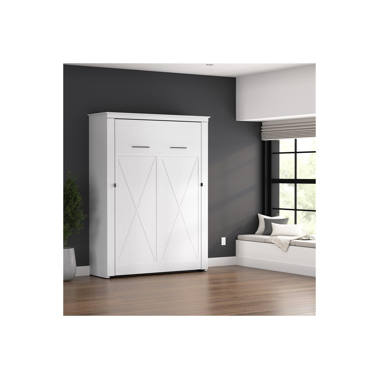 Lit escamotable double Key West 63&nbsp;W de Bestar - bois d'ingénierie blanc