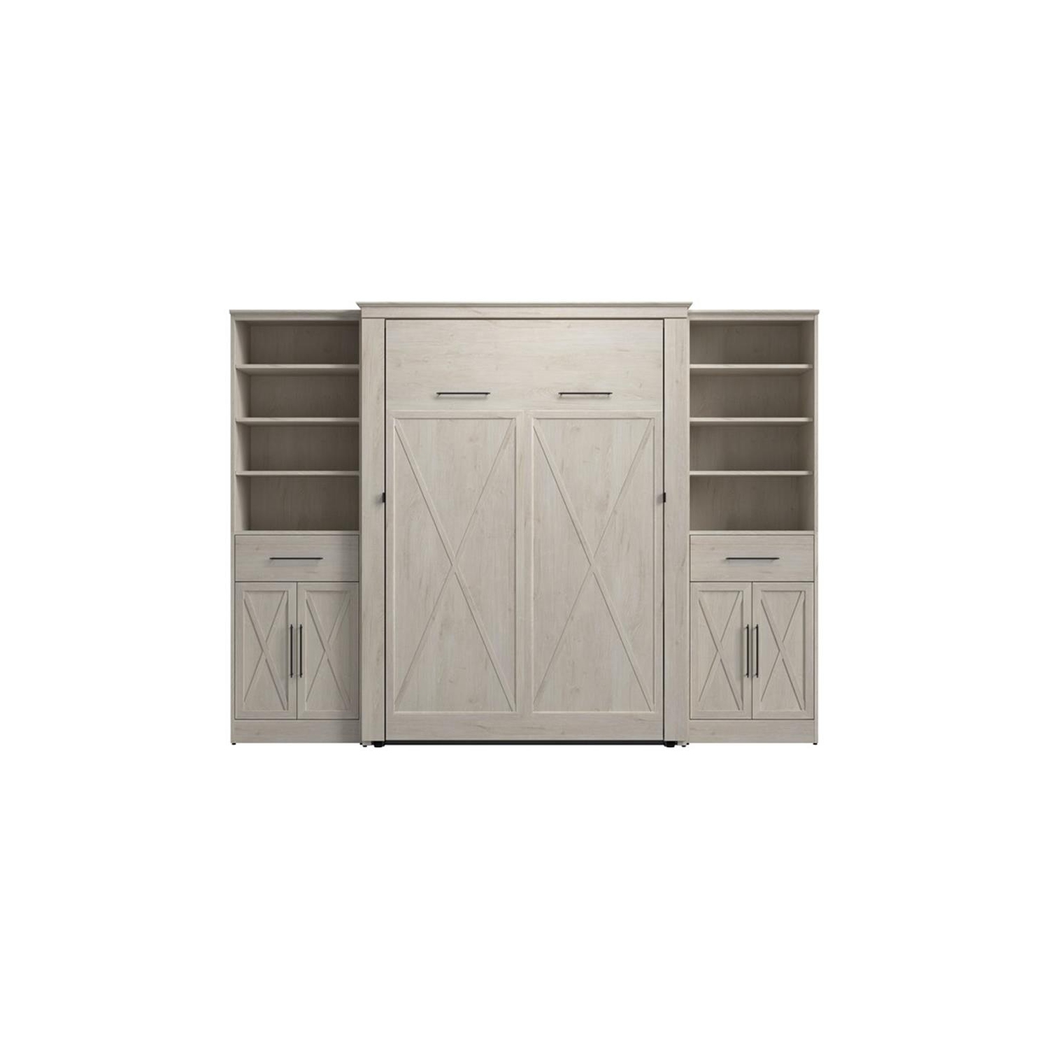 Bestar Key West Full Murphy Bed and Wardrobes - Engineered Wood in White