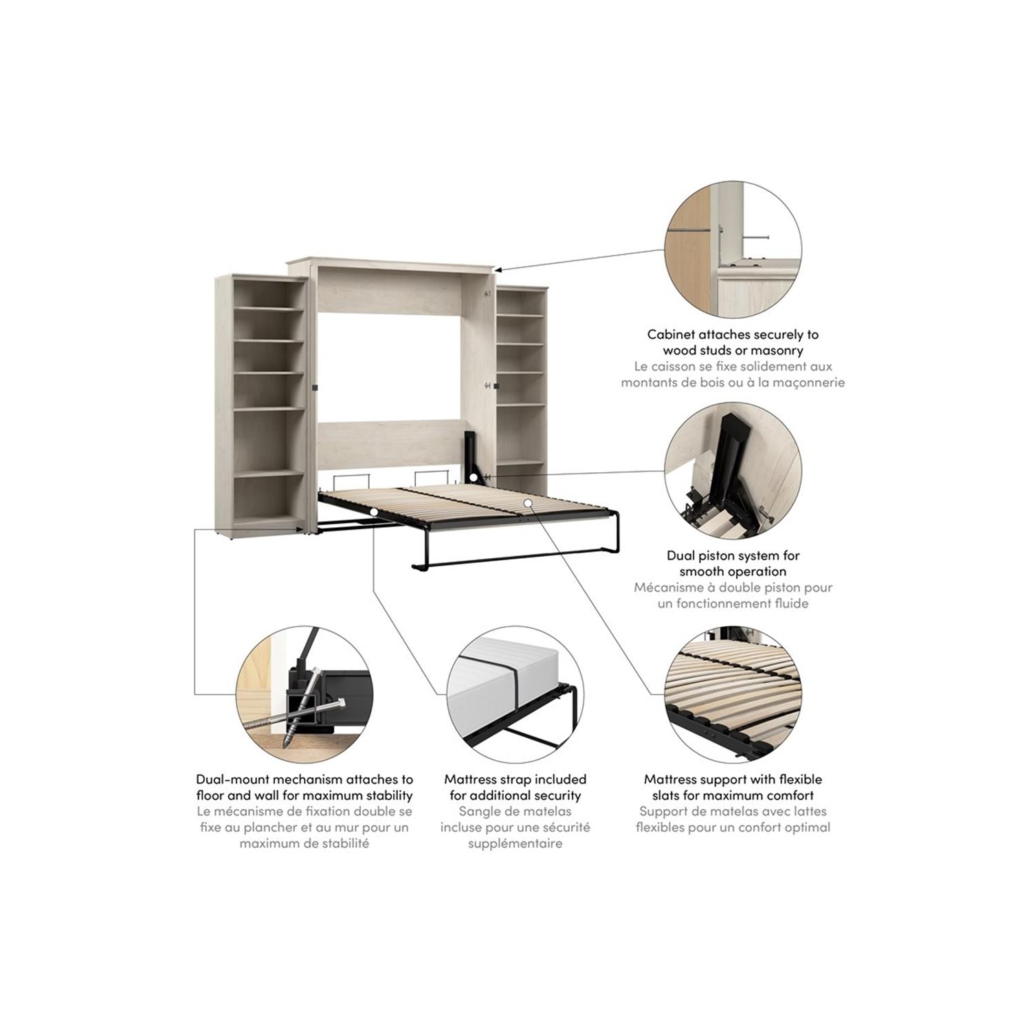 Bestar Key West Queen Murphy Bed with Closet Organizers - Engineered Wood