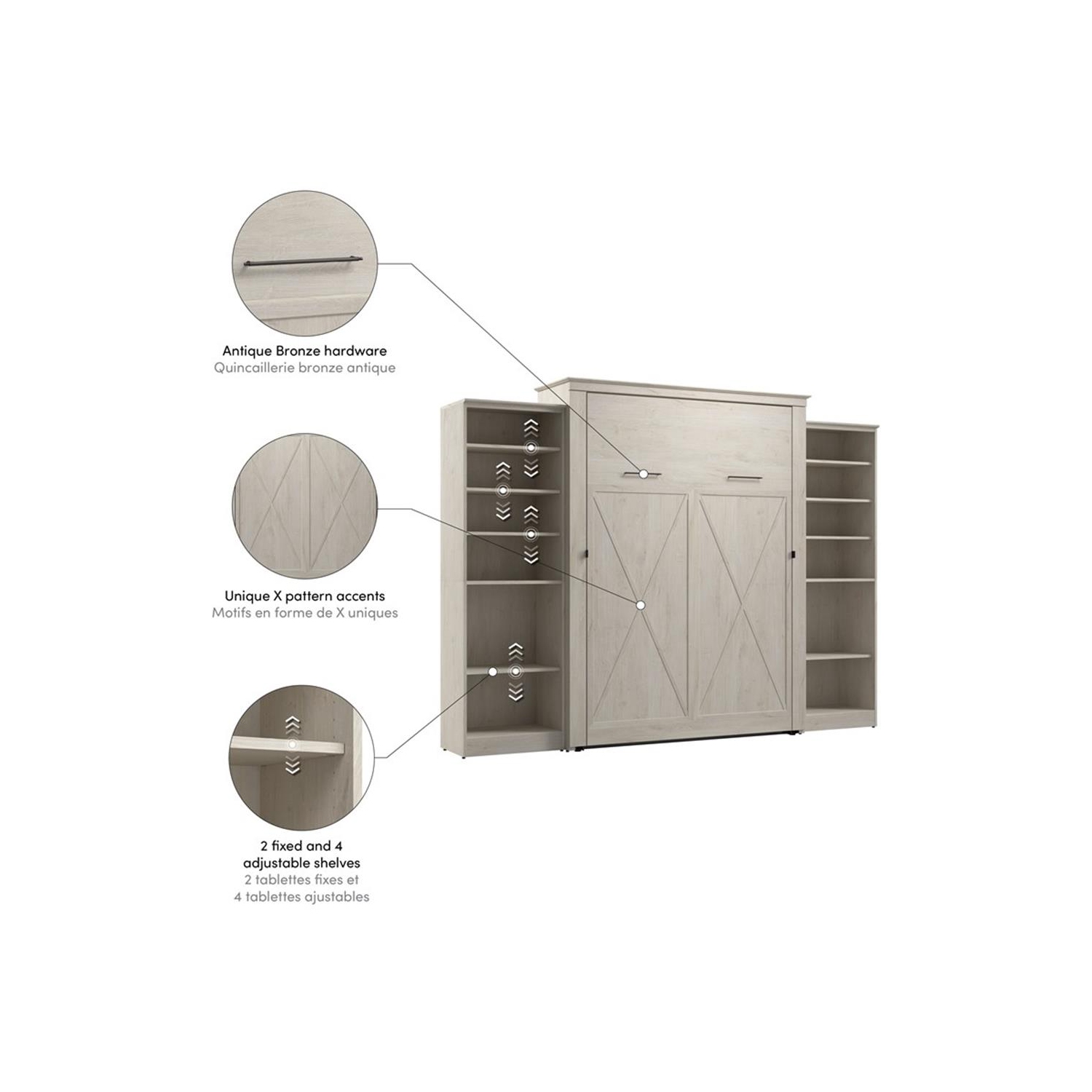 Bestar Key West Queen Murphy Bed with Closet Organizers - Engineered Wood