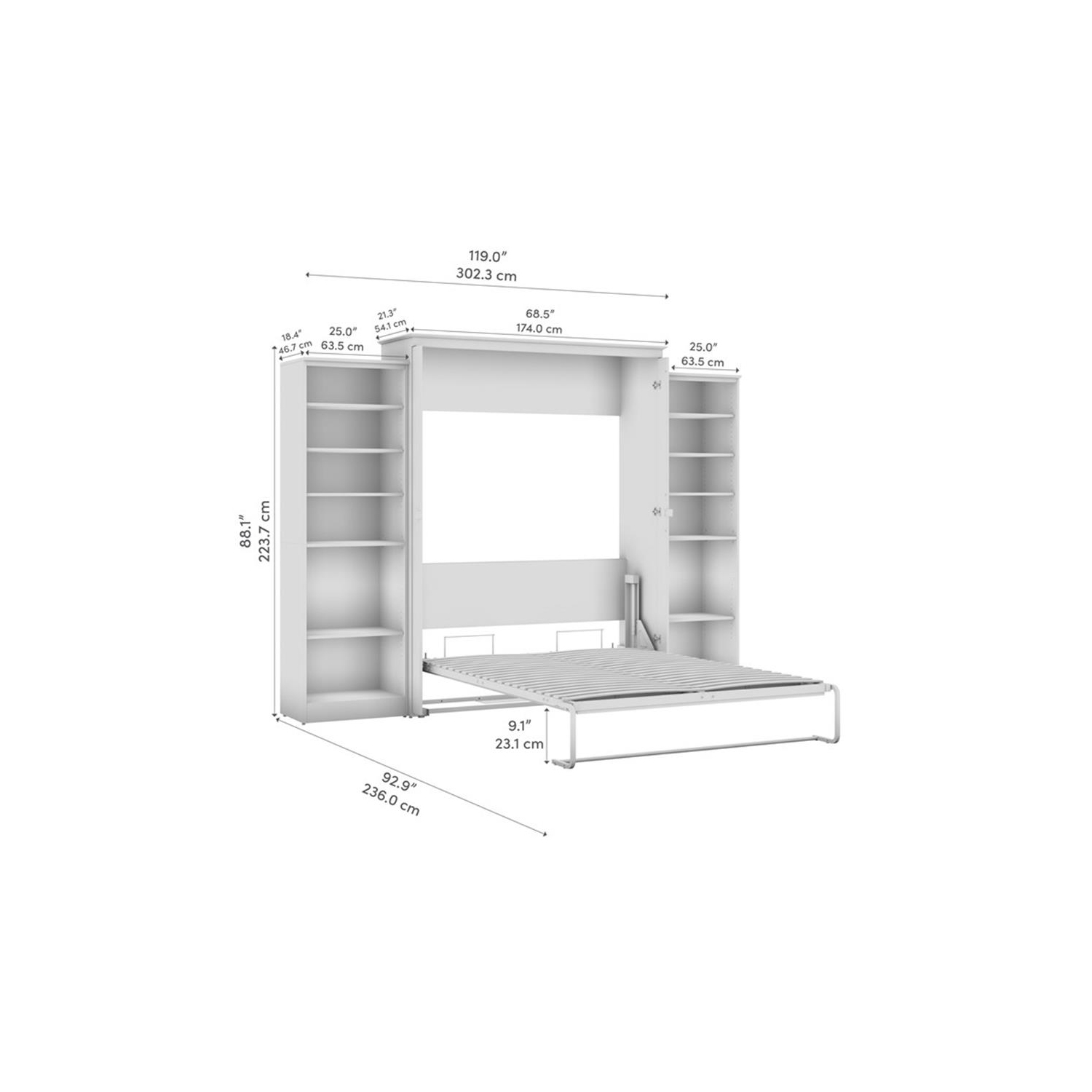 Bestar Key West Queen Murphy Bed with Closet Organizers - Engineered Wood
