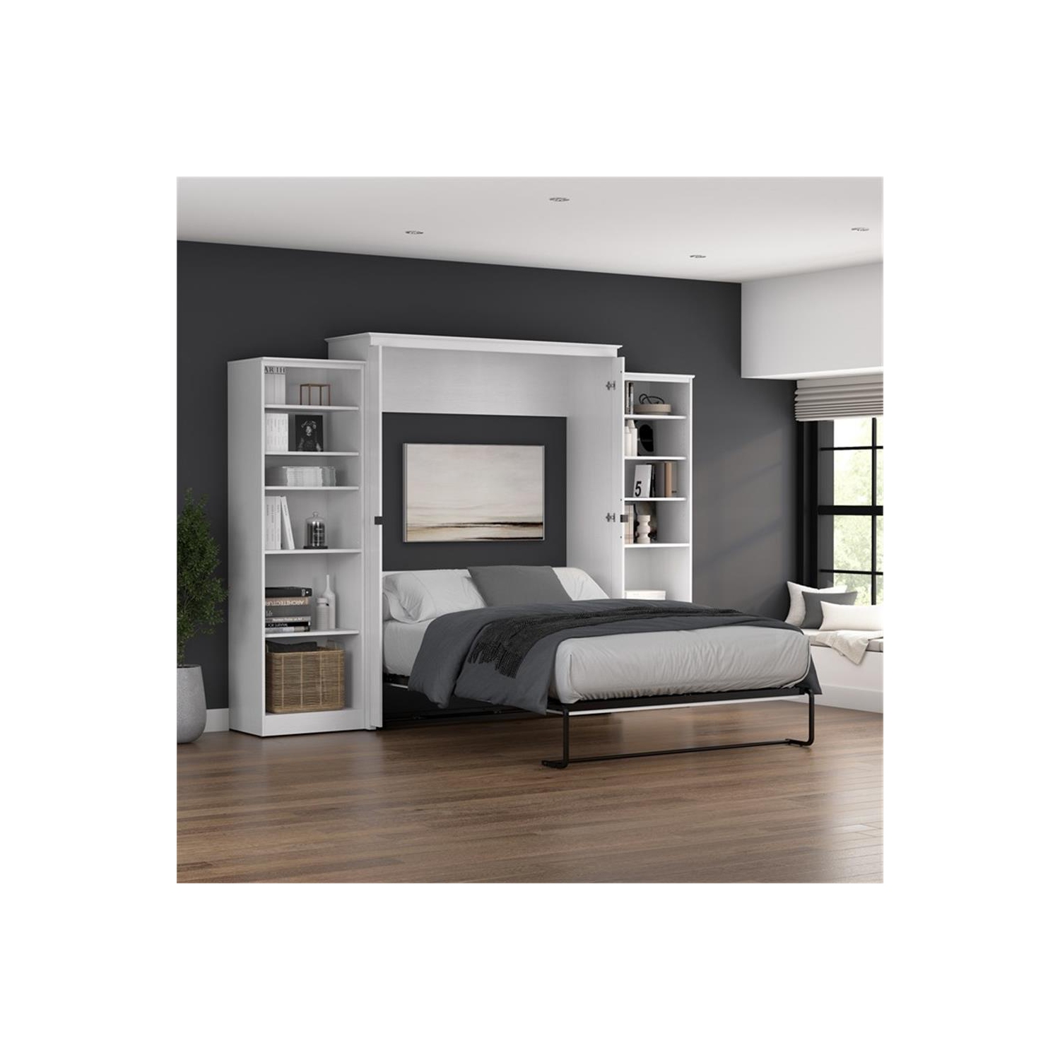 Bestar Key West Queen Murphy Bed with Closet Organizers - Engineered Wood
