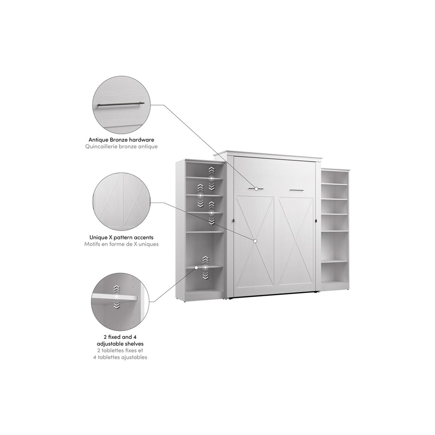 Bestar Key West Queen Murphy Bed with Closet Organizers - Engineered Wood