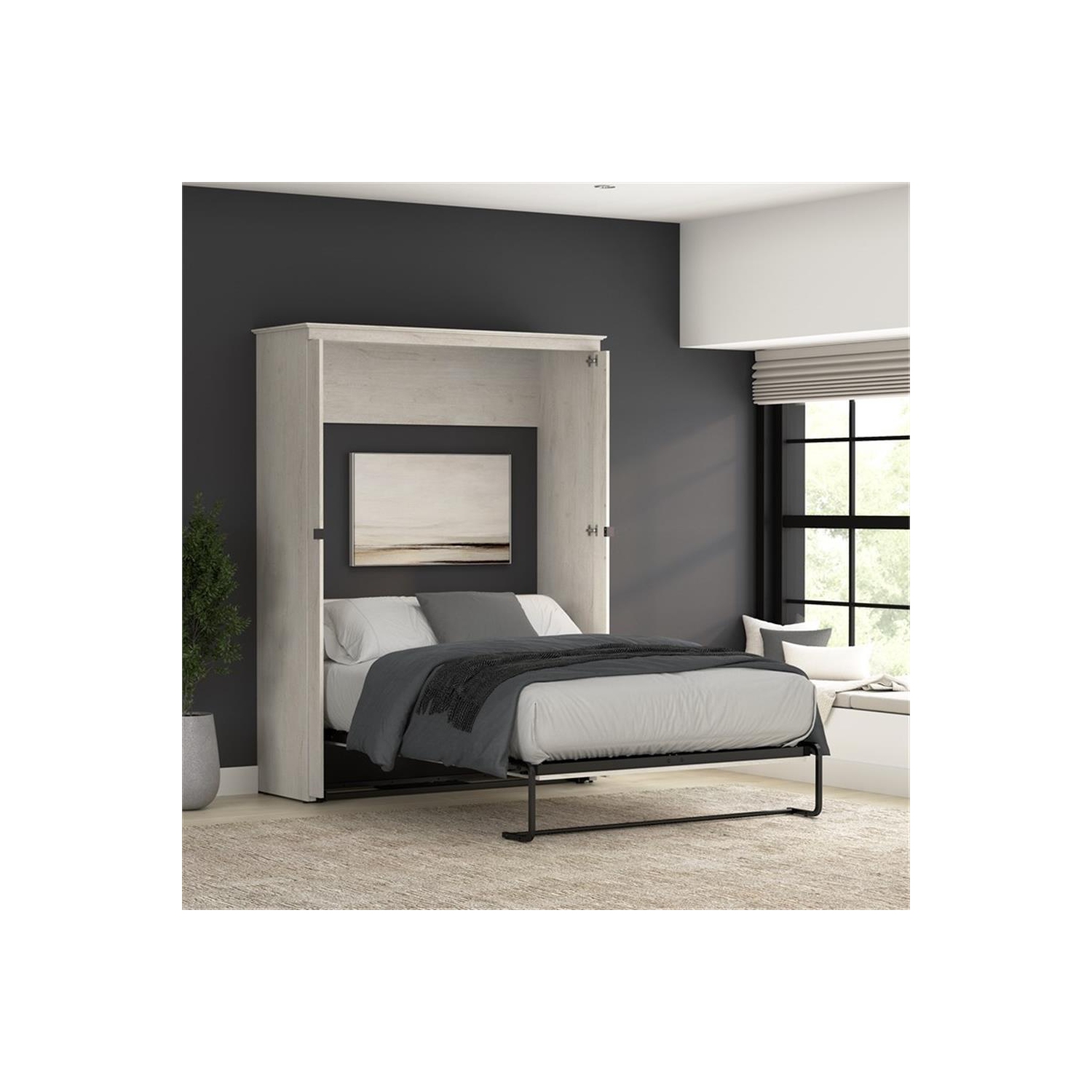 Bestar Key West 63W Full Murphy Bed - Engineered Wood in White