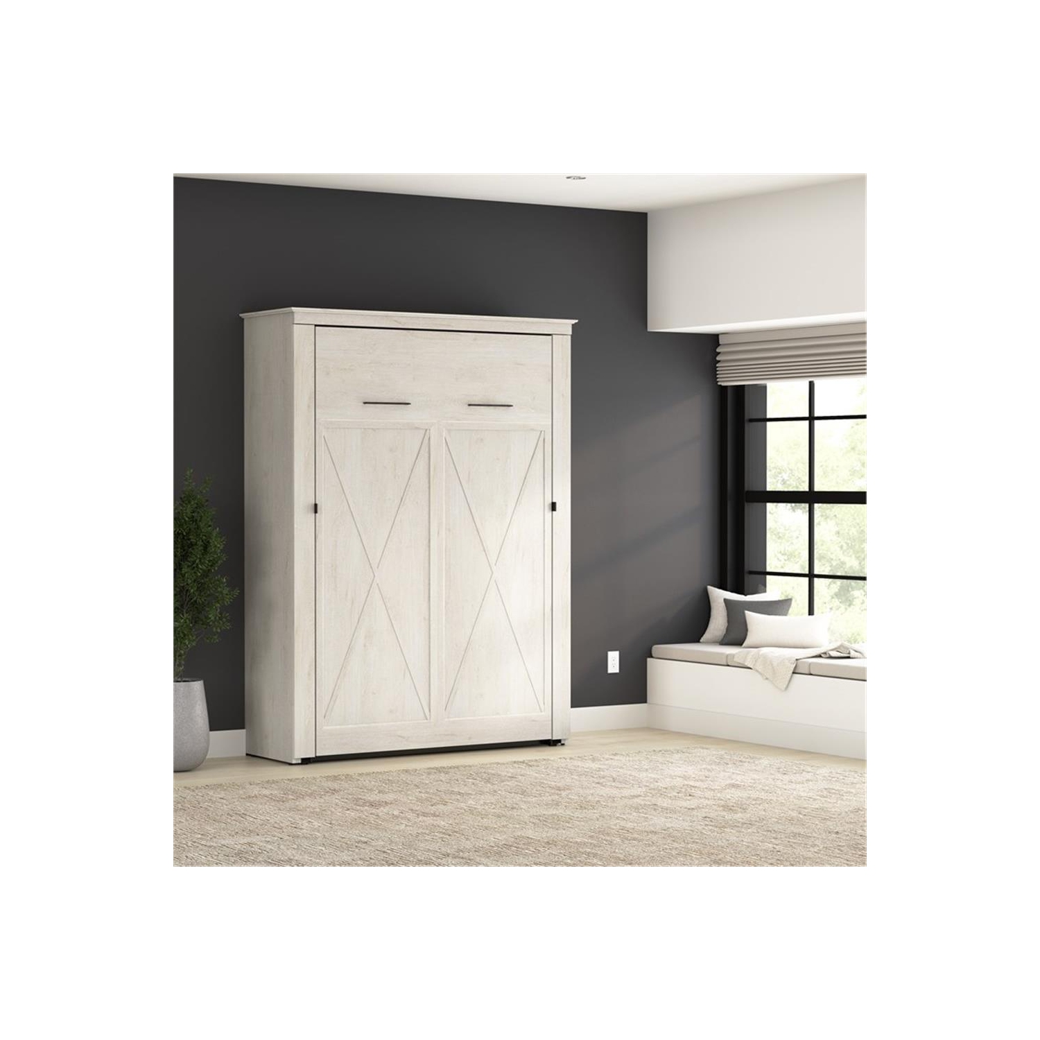 Bestar Key West 63W Full Murphy Bed - Engineered Wood in White