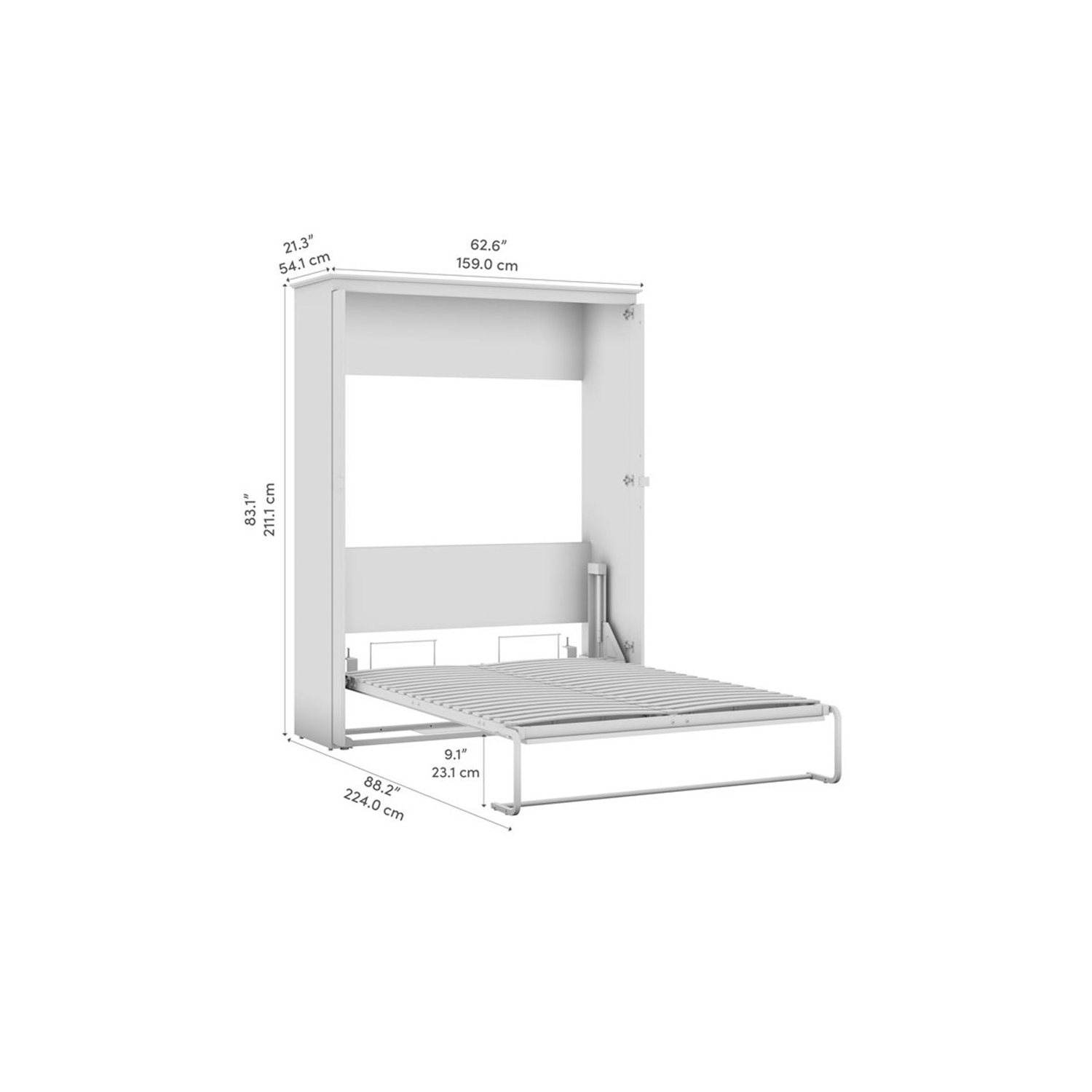 Bestar Key West 63W Full Murphy Bed - Engineered Wood in White