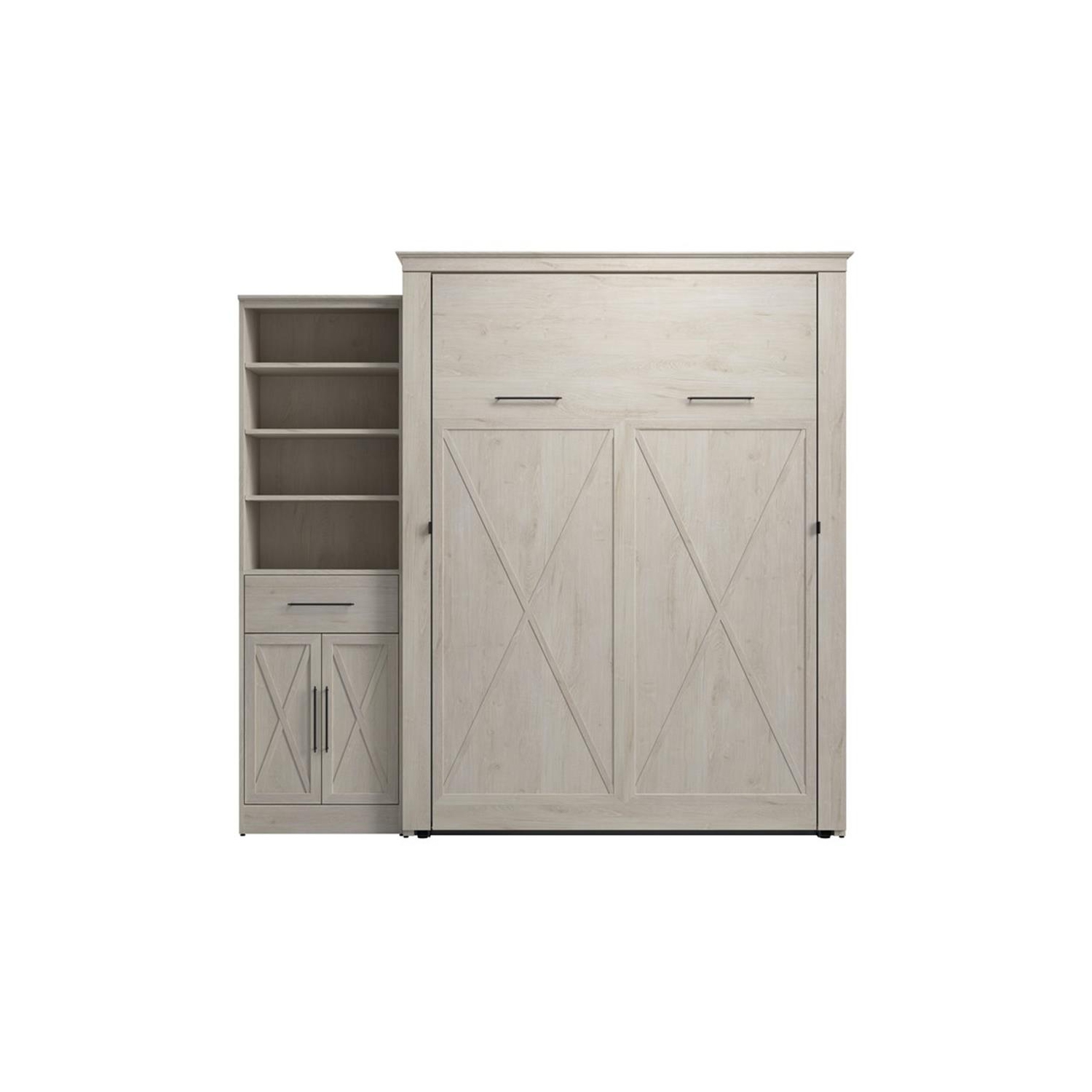 Bestar Key West Queen Murphy Bed with Wardrobe - Engineered Wood in White