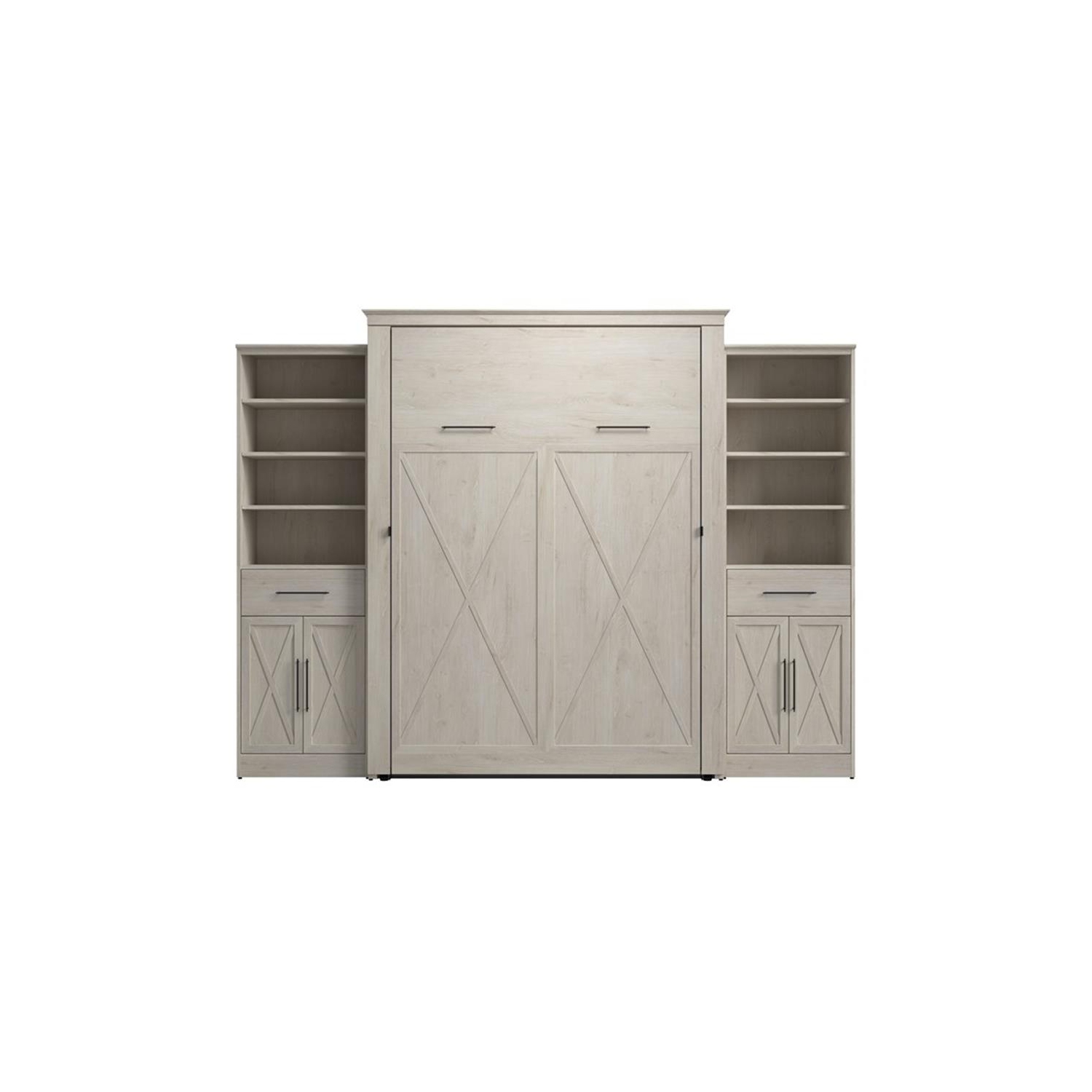 Bestar Key West Queen Murphy Bed and Wardrobes - Engineered Wood in White