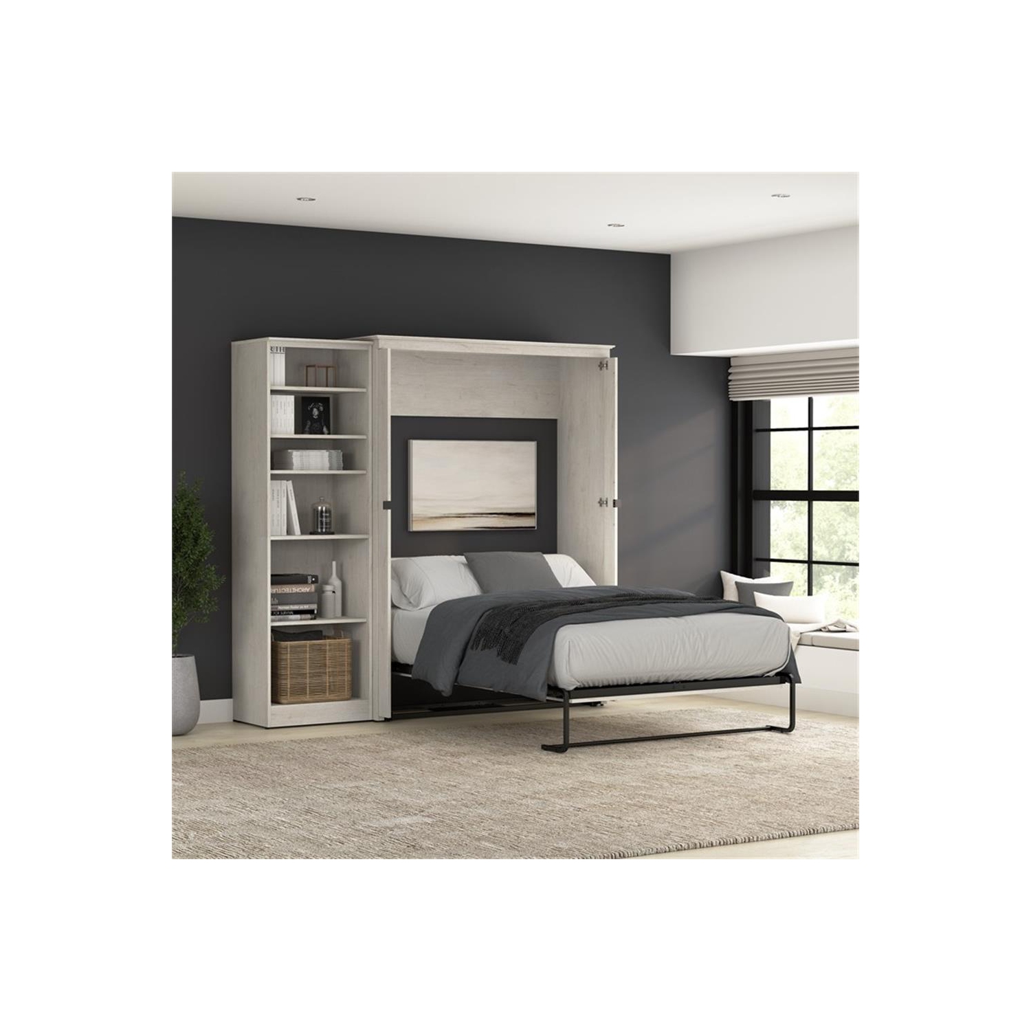 Lit escamotable deux places avec organisateur de placard Key West de Bestar - bois d'ingénierie