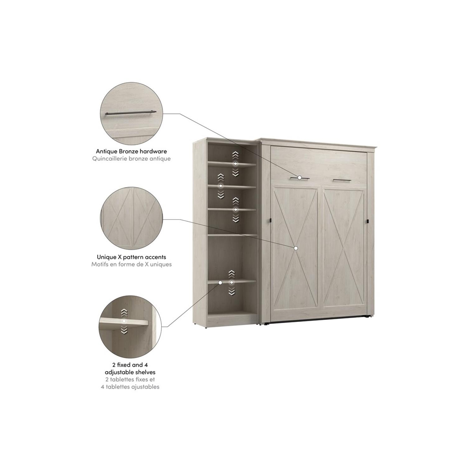 Lit escamotable deux places avec organisateur de placard Key West de Bestar - bois d'ingénierie