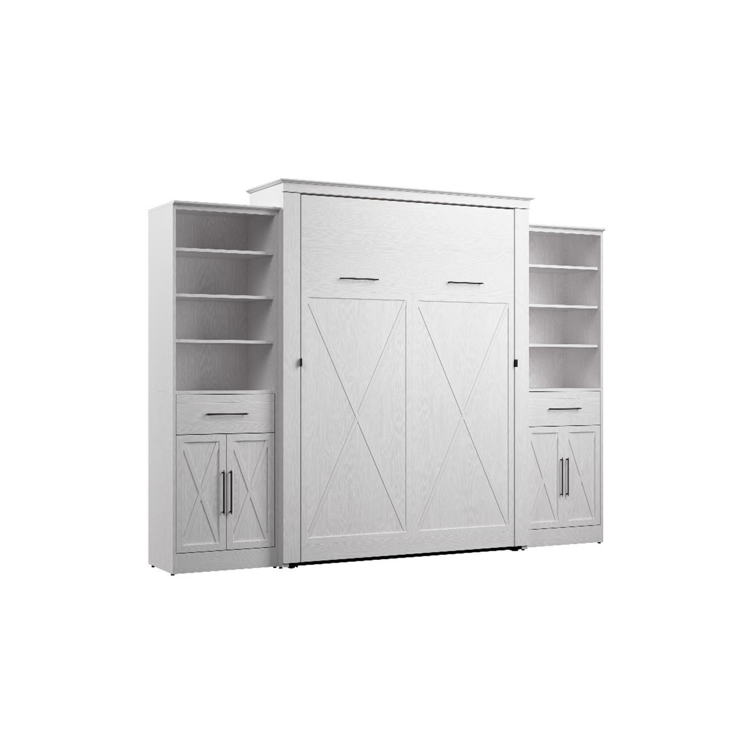 Grand lit escamotable et garde-robes Key West de Bestar - bois d'ingénierie blanc