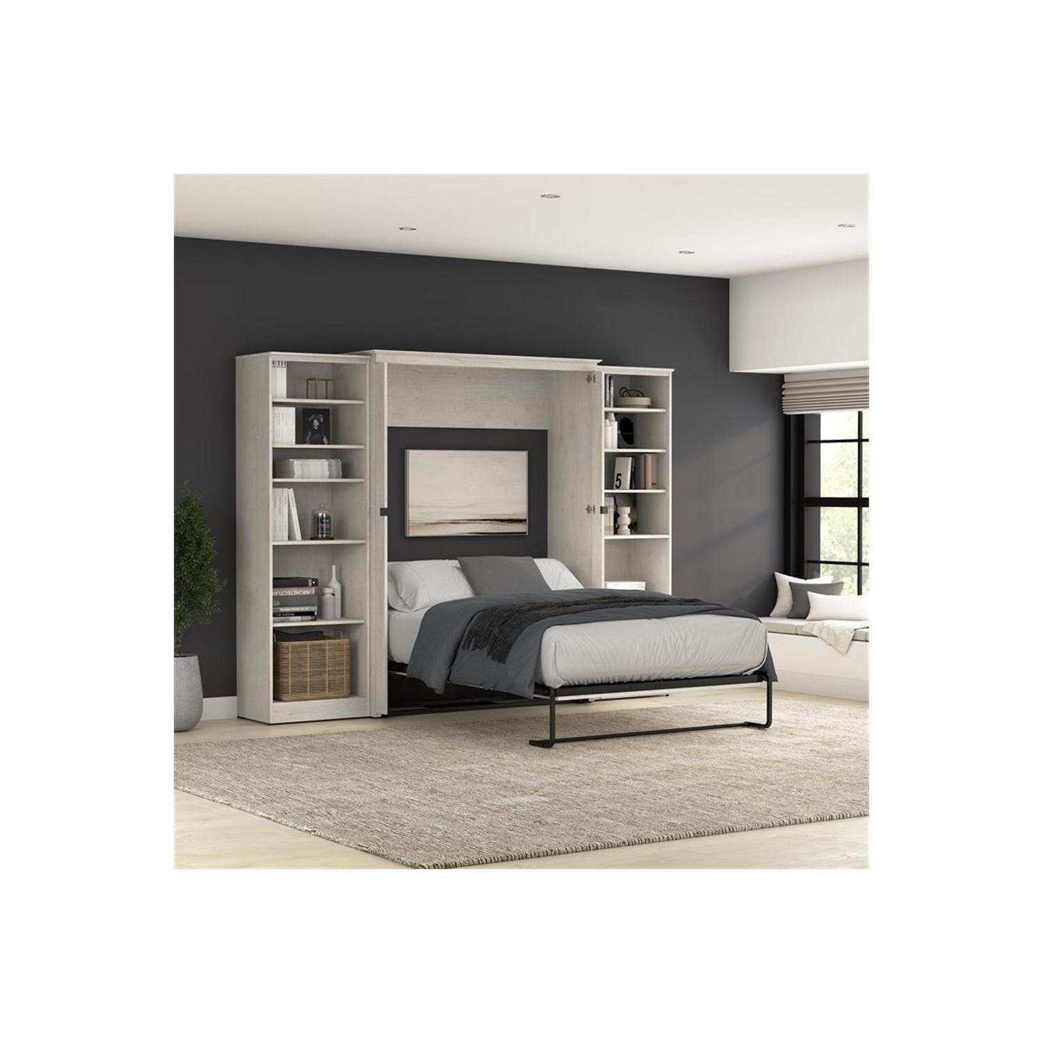 Bestar Key West Full Murphy Bed with Closet Organizers - Engineered Wood